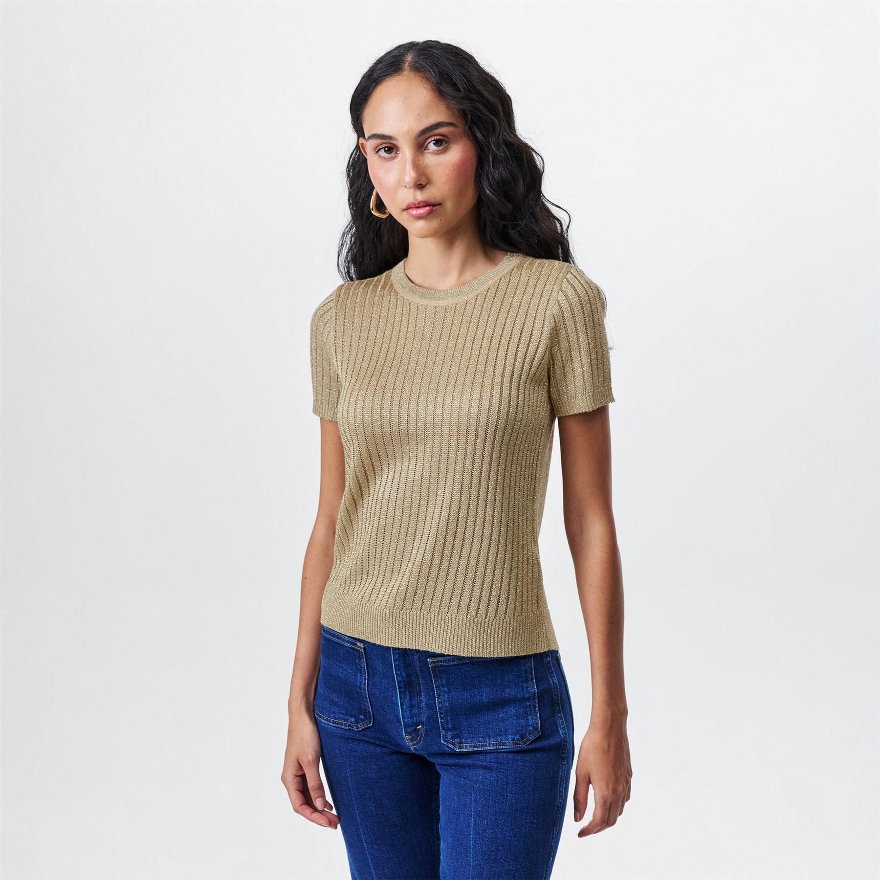 Lauren by Ralph Lauren Rib Knit Short Sleeve Jumper