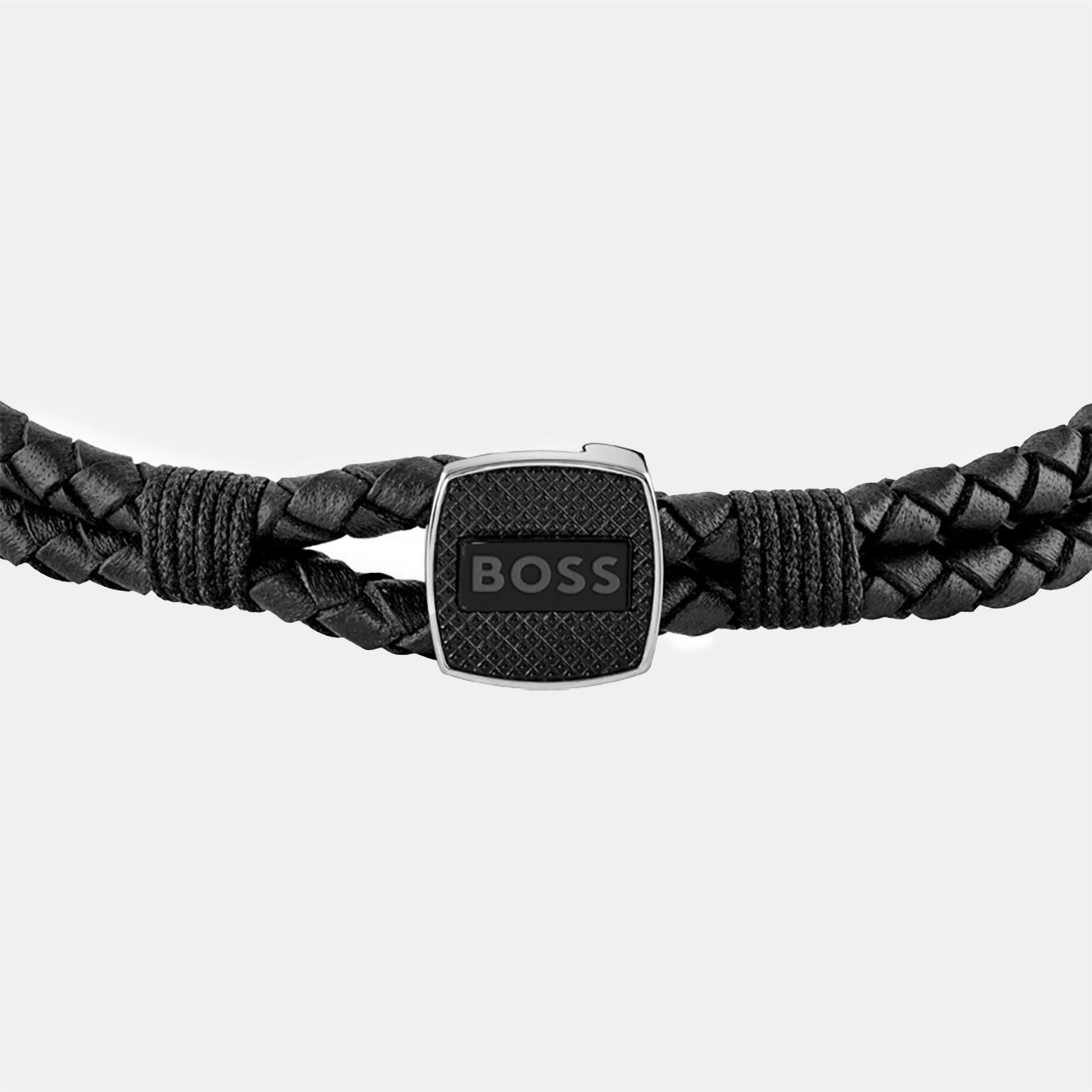 Boss Seal Braided Leather Bracelet