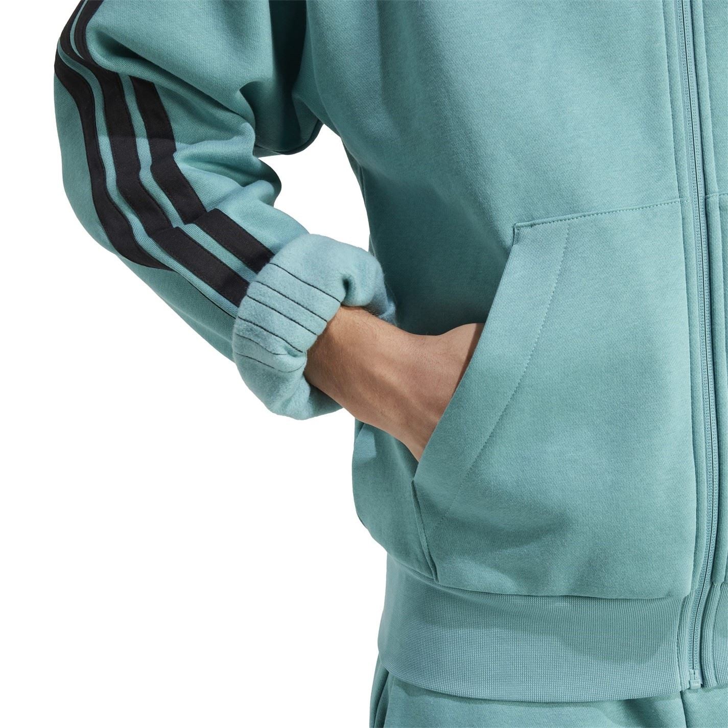 adidas Mens Essentials Fleece 3 Stripes Full Zip Hoodie