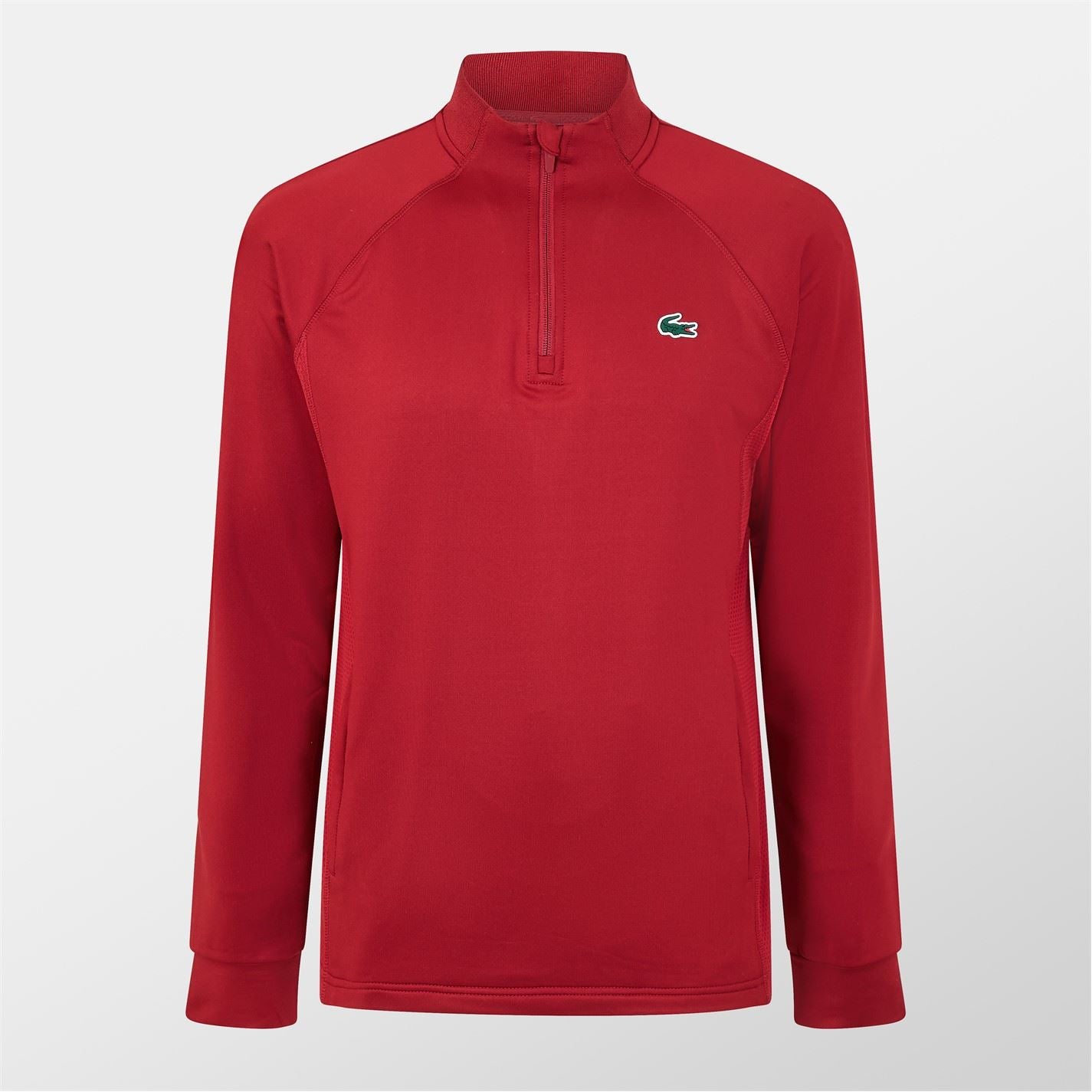 Lacoste Solid Patterned Zip Neck Ribbed Cuff Running Jacket with Logo