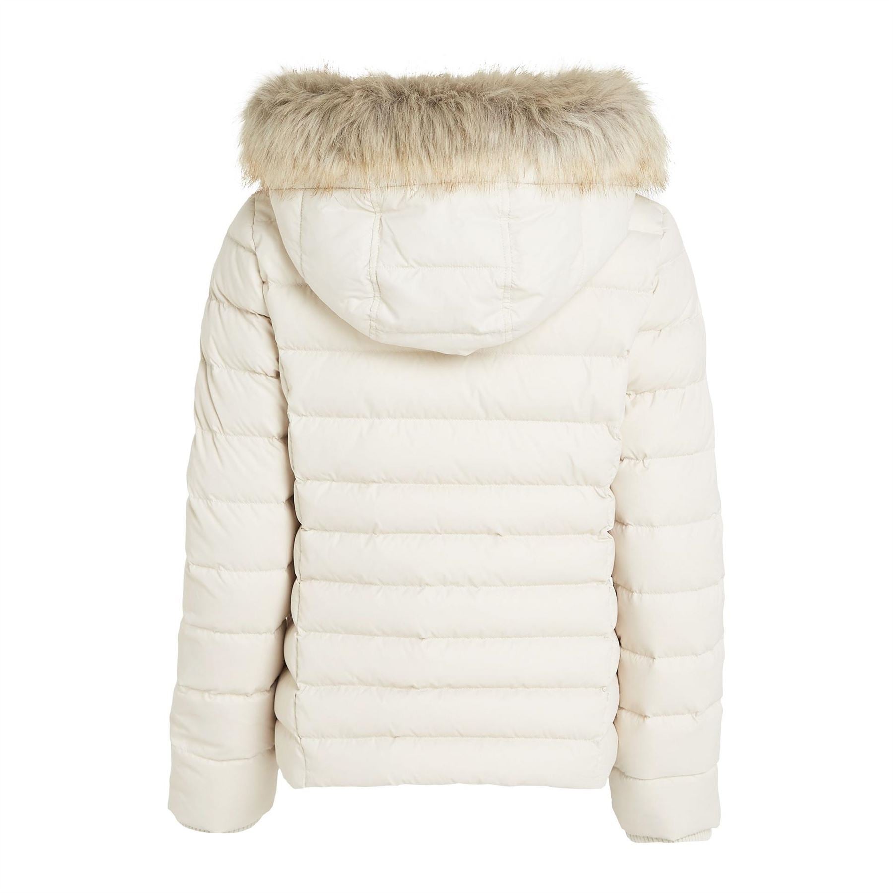 Tommy Jeans Essential Quilted Wind Resistant Faux Fur Hood RDS Down Short Puffer Jacket