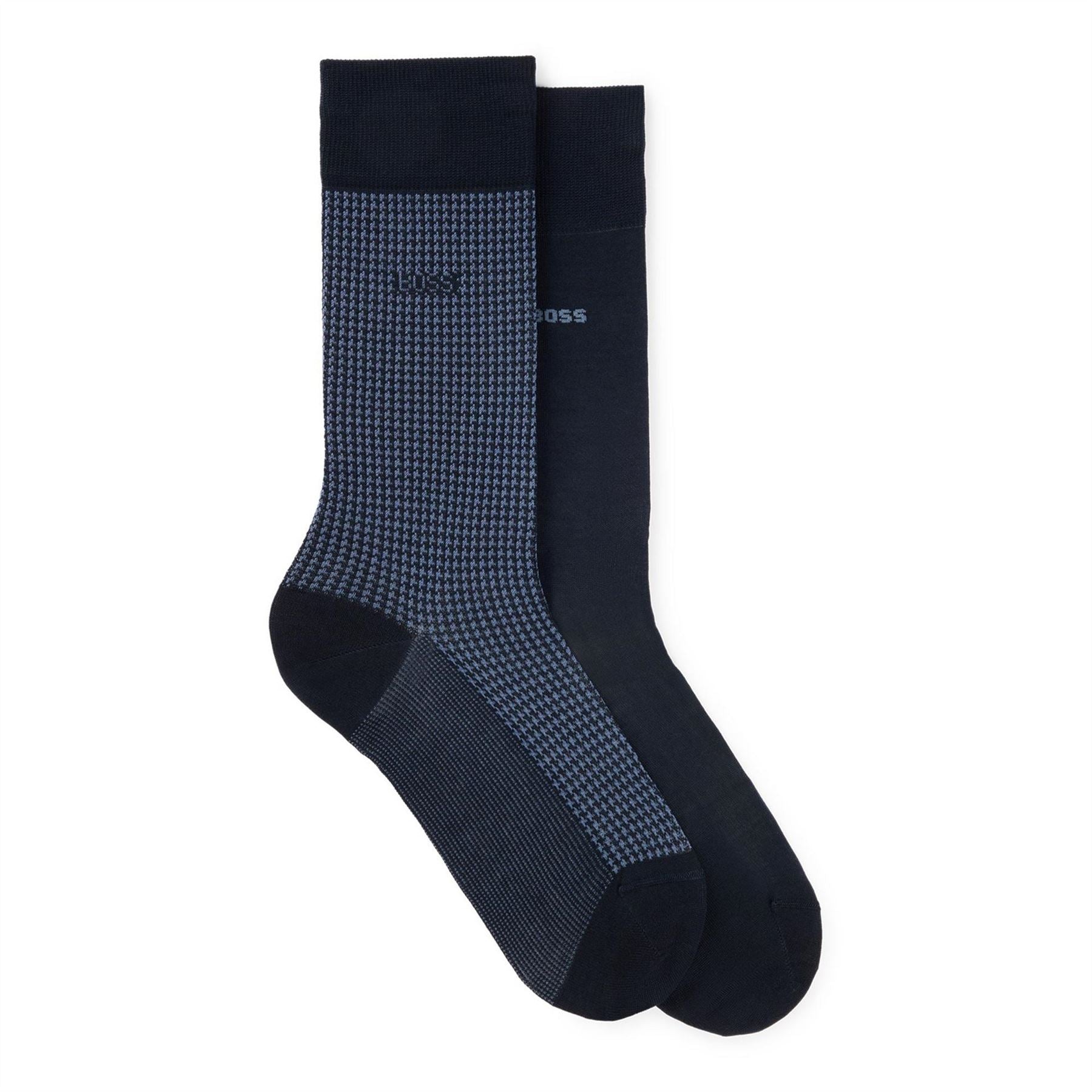 Boss Houndstooth Crew Socks 2 Pack