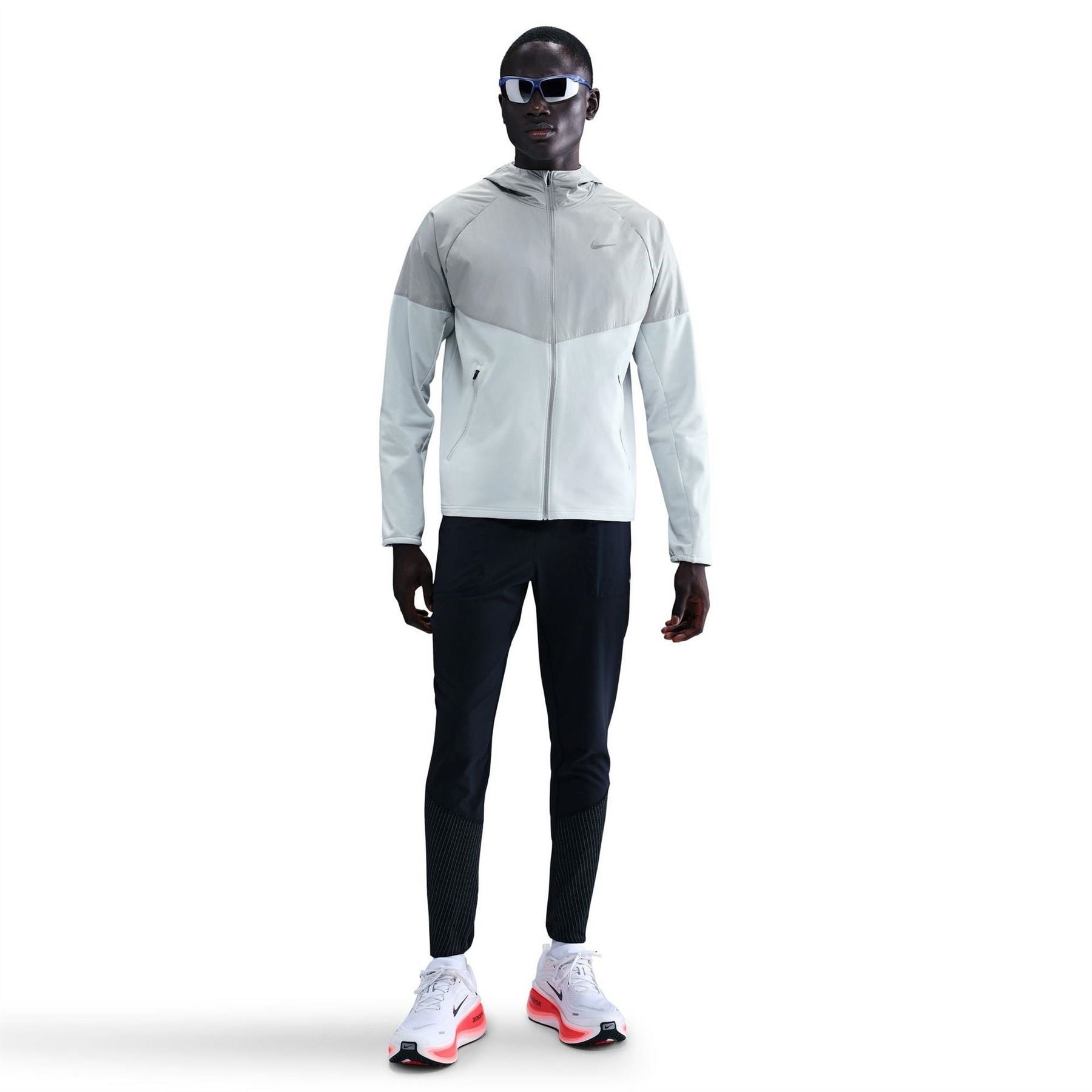 Nike Wint Miler Solid Patterned Hooded Drawstring Running Jacket