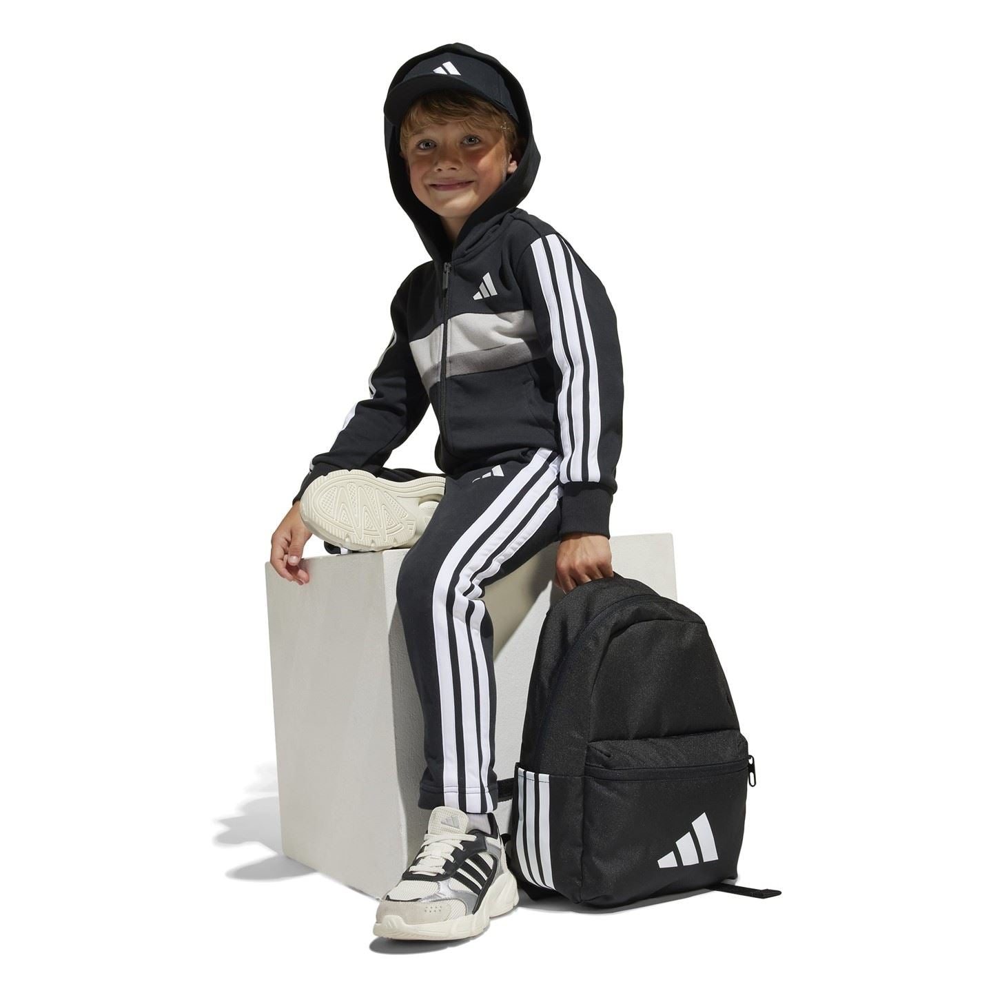 adidas Tiberio 3 Stripes Colorblock Fleece Track Suit Kids