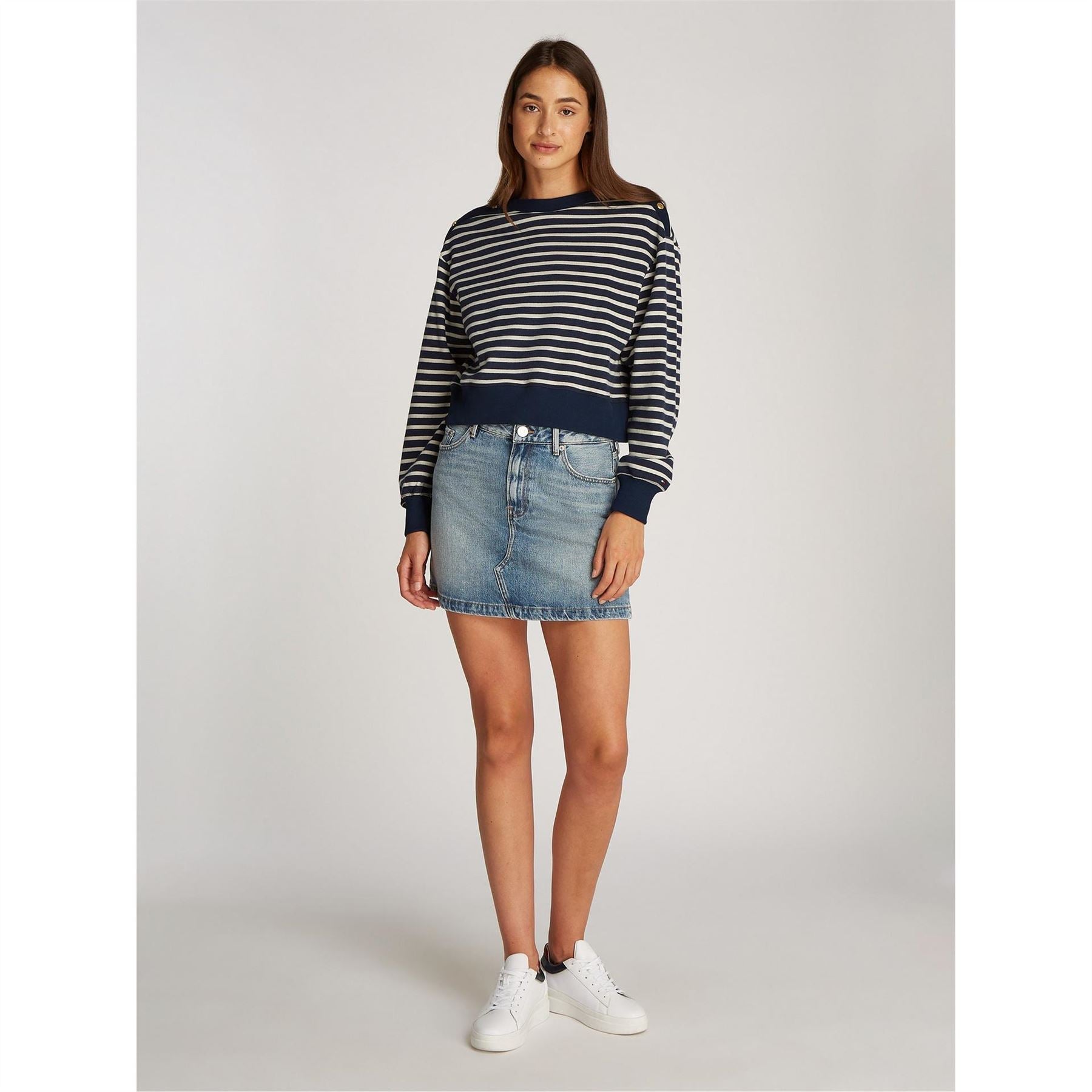 Tommy Hilfiger Gold Button Boat Neck Sweatshirt