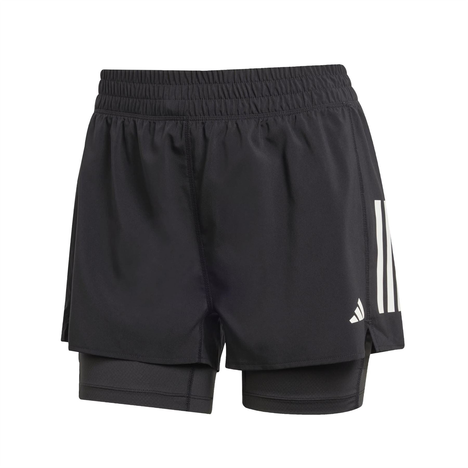 adidas Womens Own The Run 3 Stripes 2 In 1 Shorts