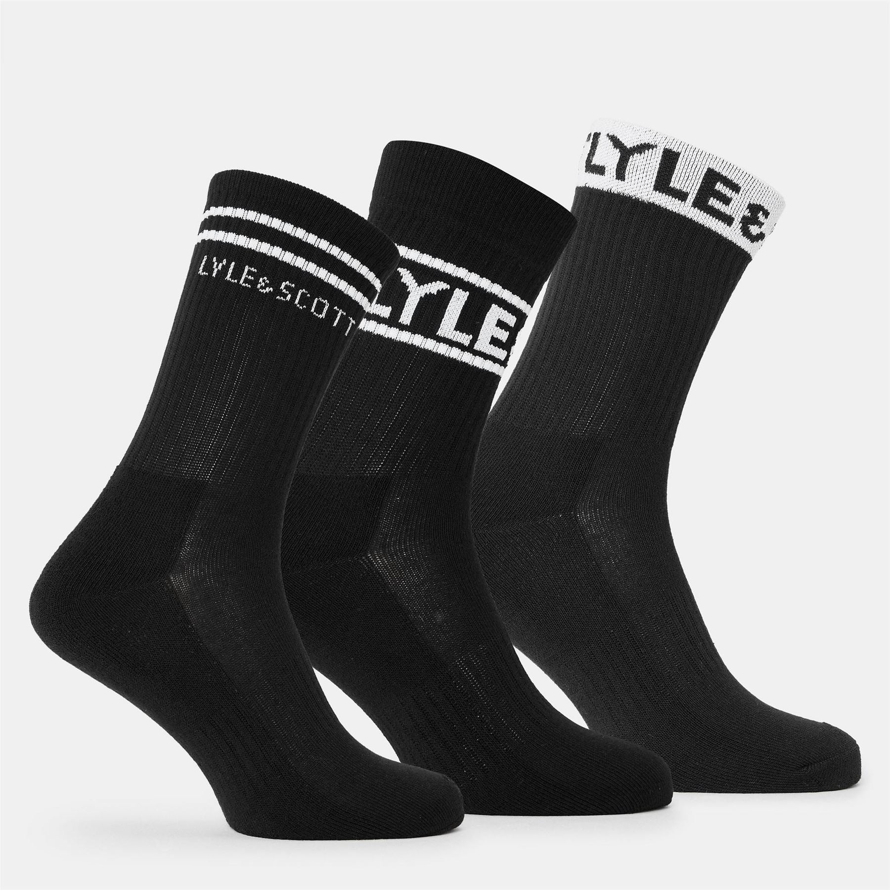 Lyle and Scott 3 Pack Lettering Crew Socks