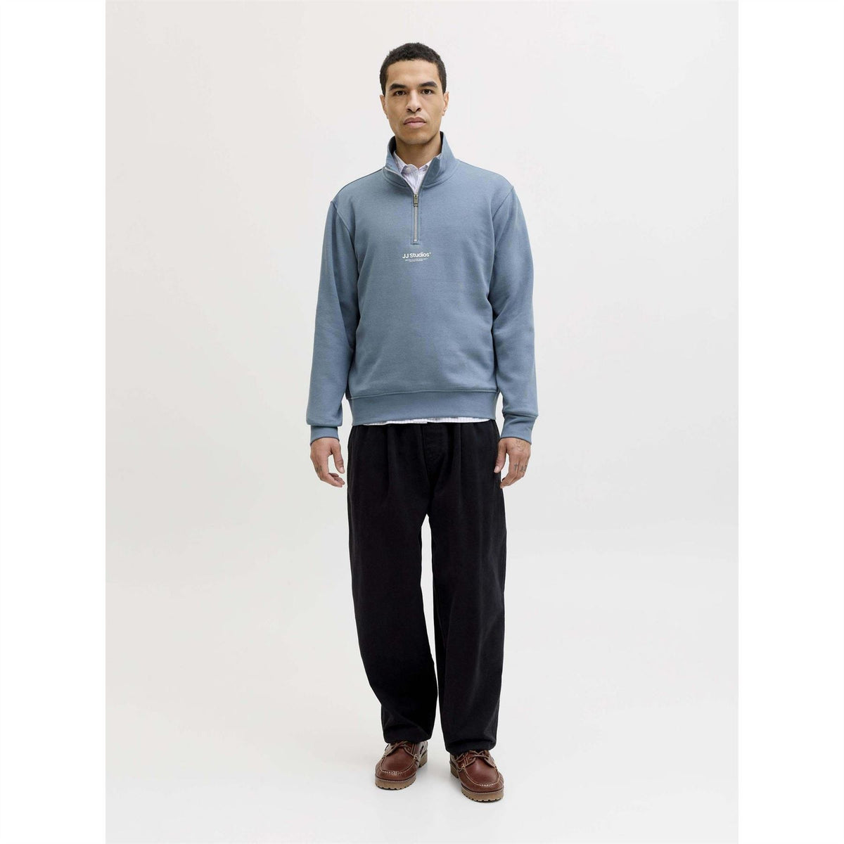 Jack and Jones Jjesoho Sweatshirt Quarter Zip Cotton Fleece Top