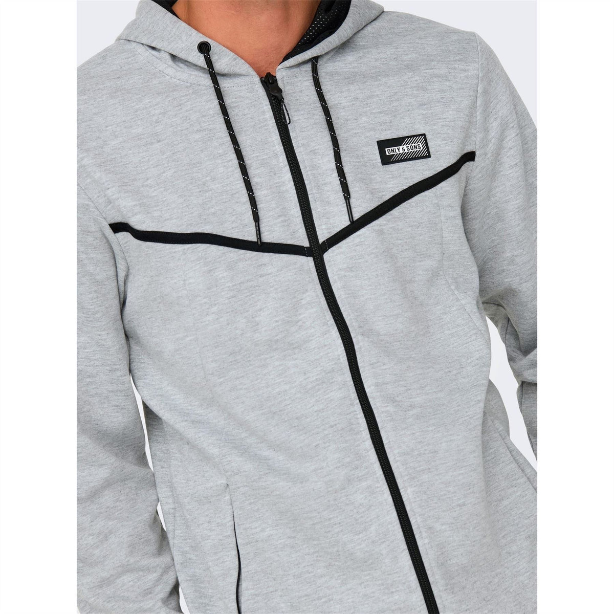 Only Hooded Ribbed Cuff Solid Patterned Sweat Jacket