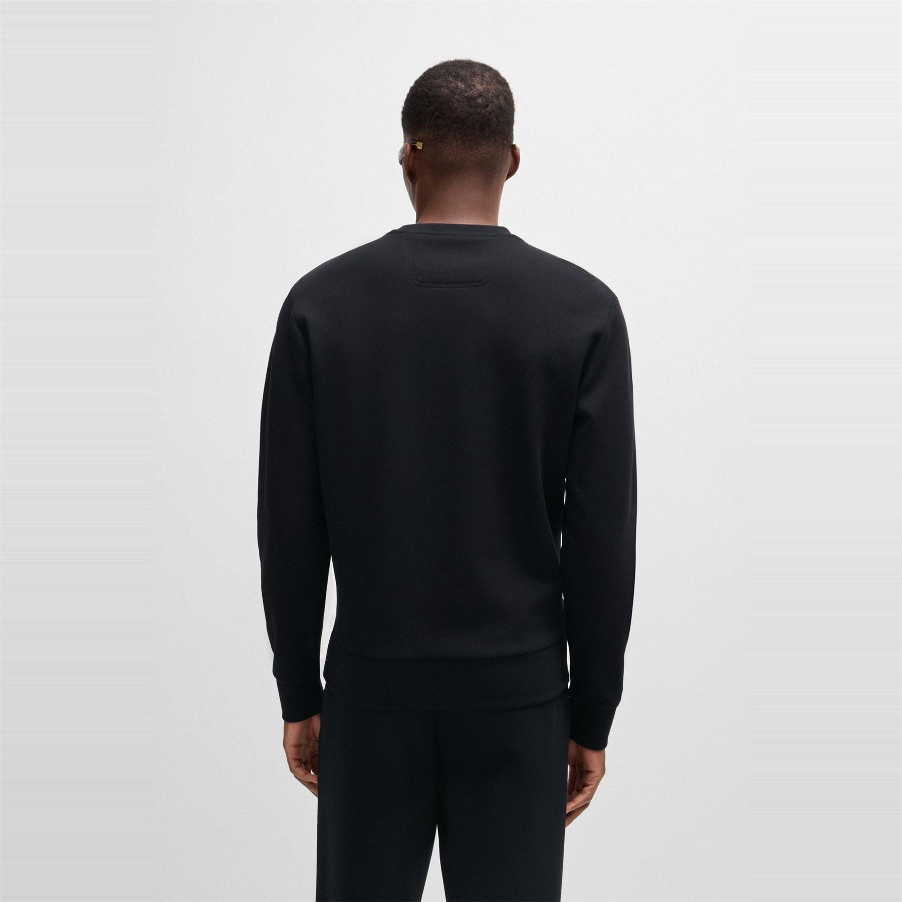 Boss Wordmark Crew Neck Ribbed Collar Long Sleeve Sweatshirt