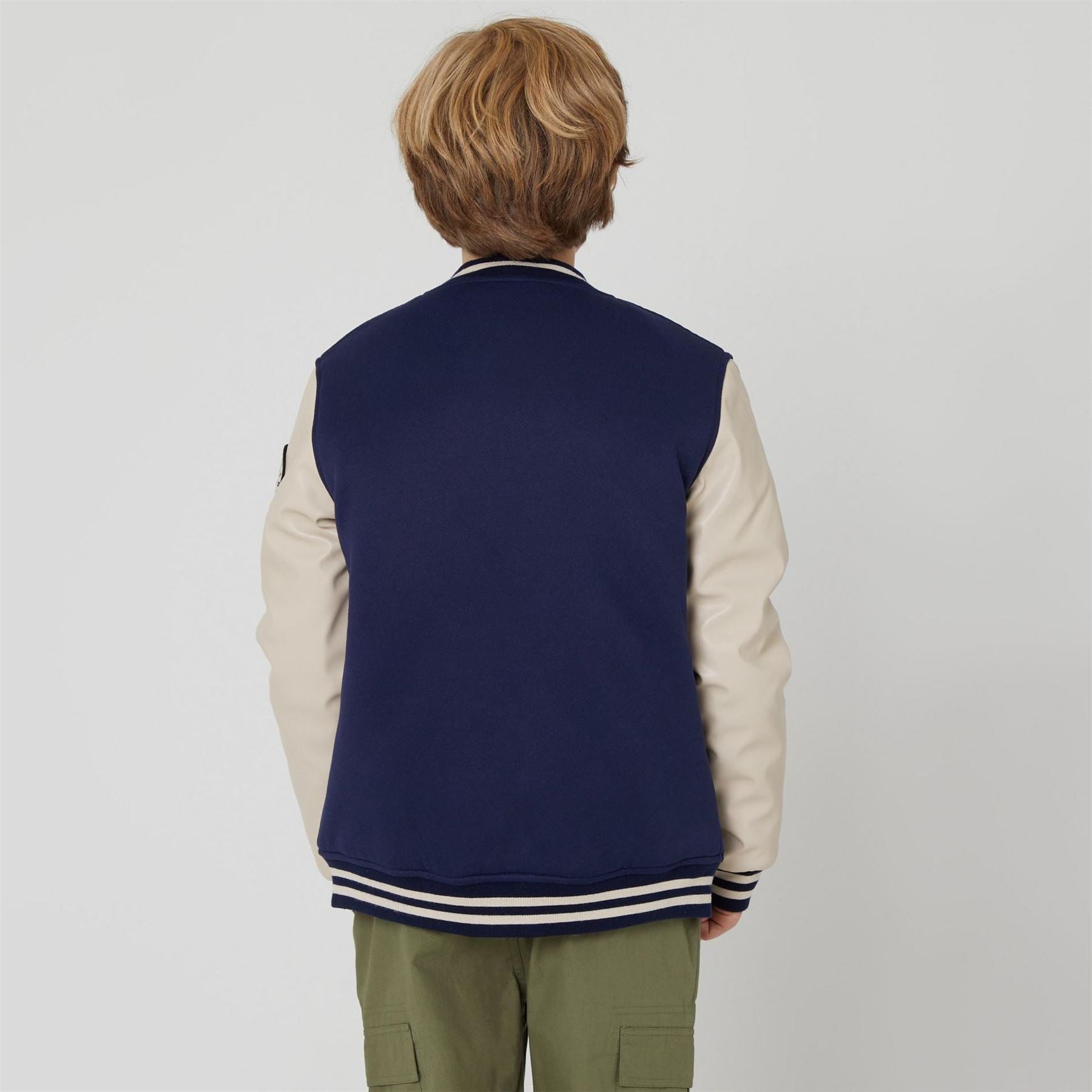 Firetrap College Faux Leather Long Sleeve Varsity Jacket