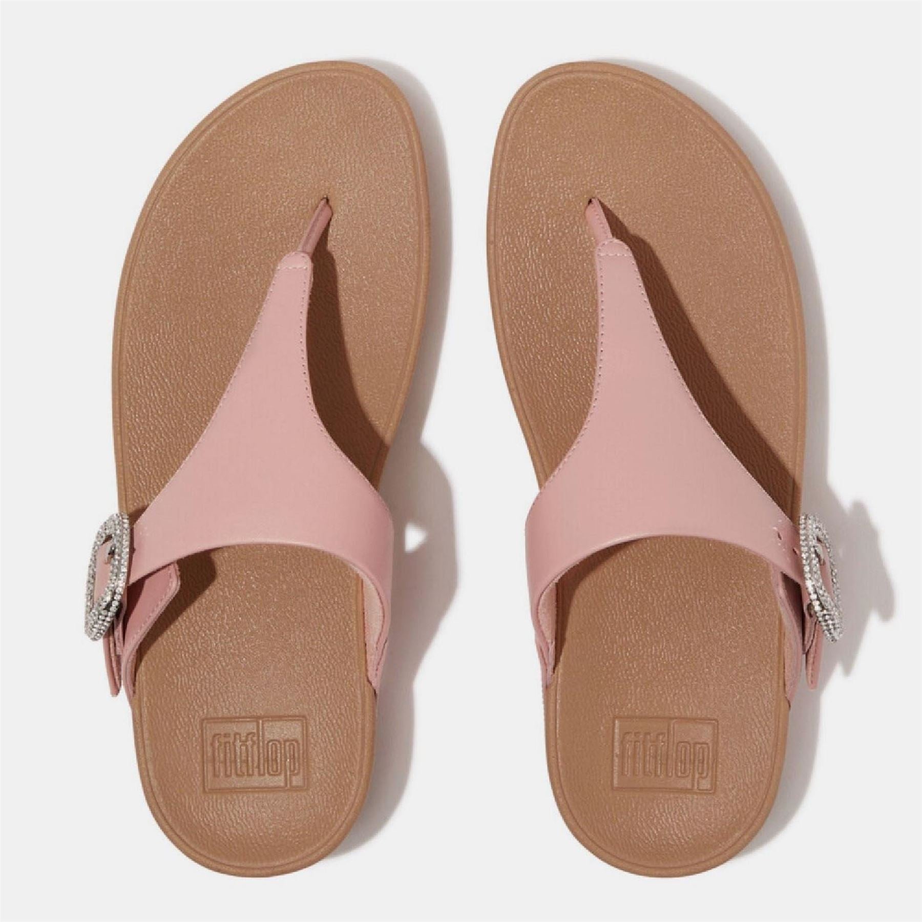 Fitflop Crystal Buckle Leather Toe Post Sandals