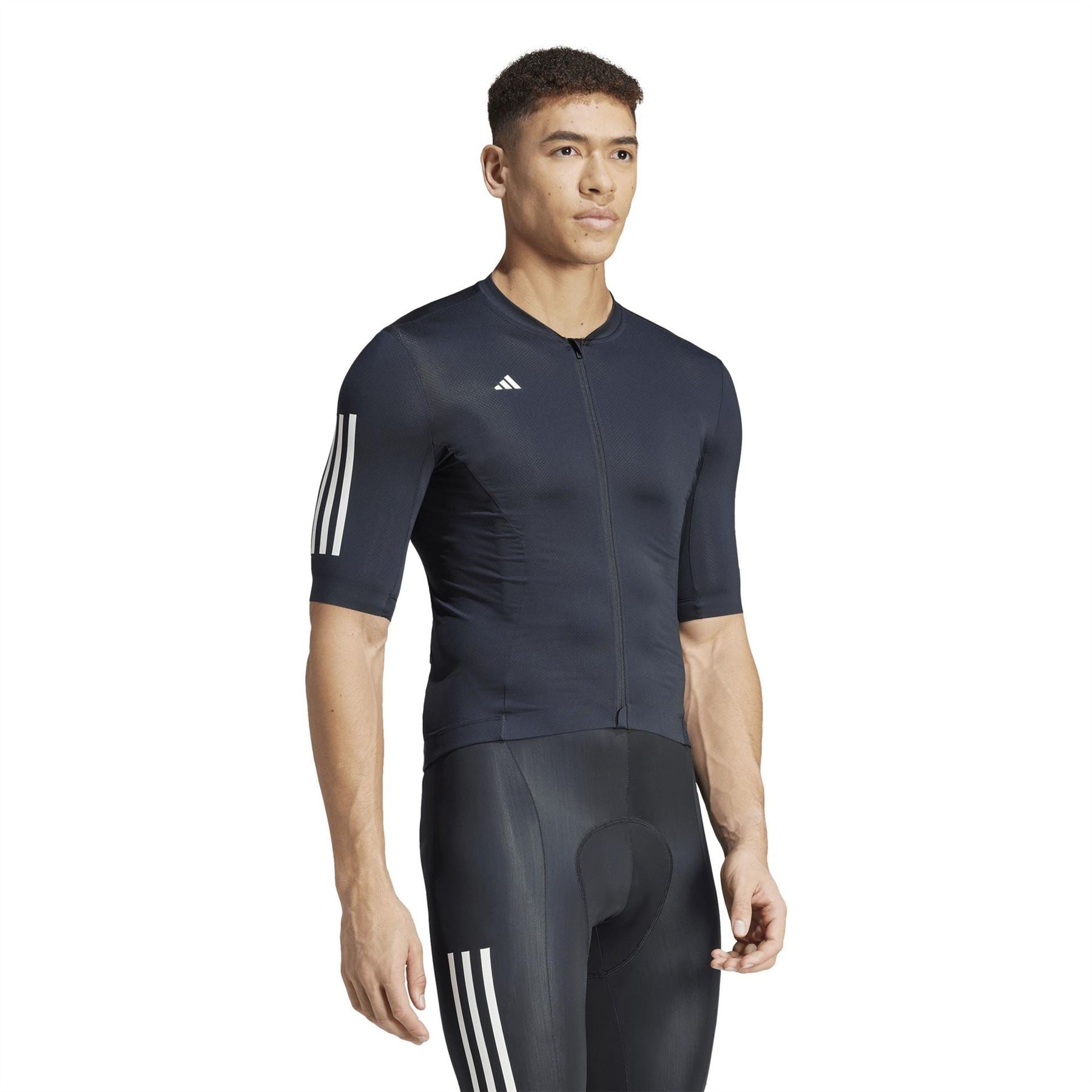 adidas Three Bar Logo Crew Neck Short Sleeve Athletic Jersey