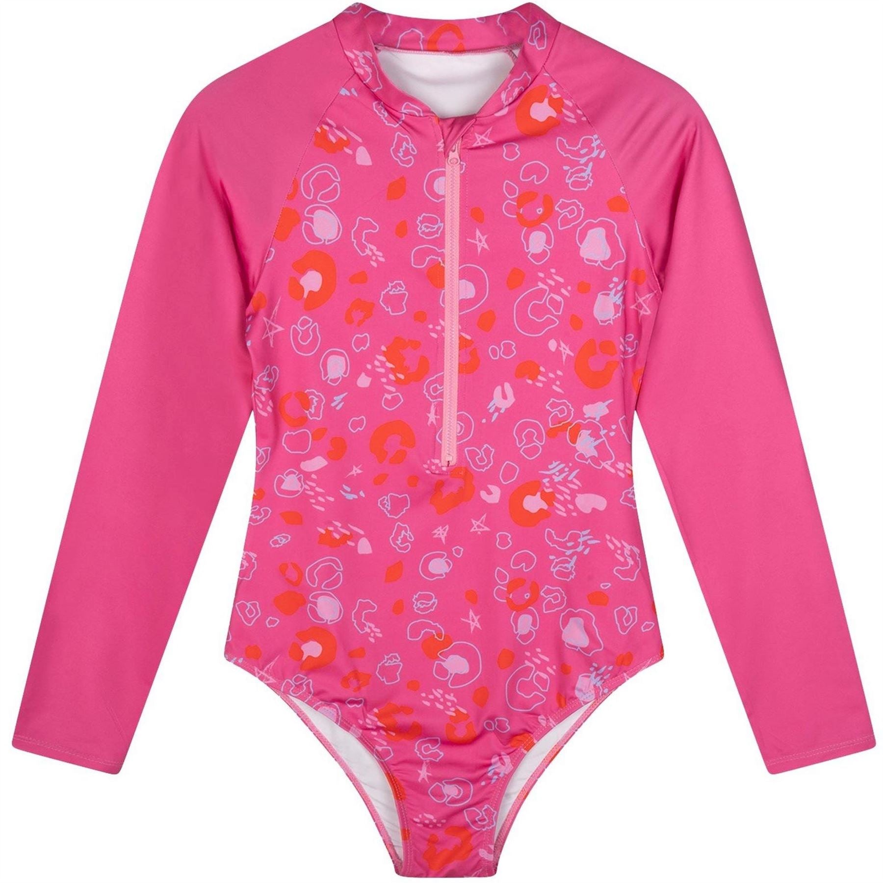 Hype Leopard Patterned Zipper Swimsuit