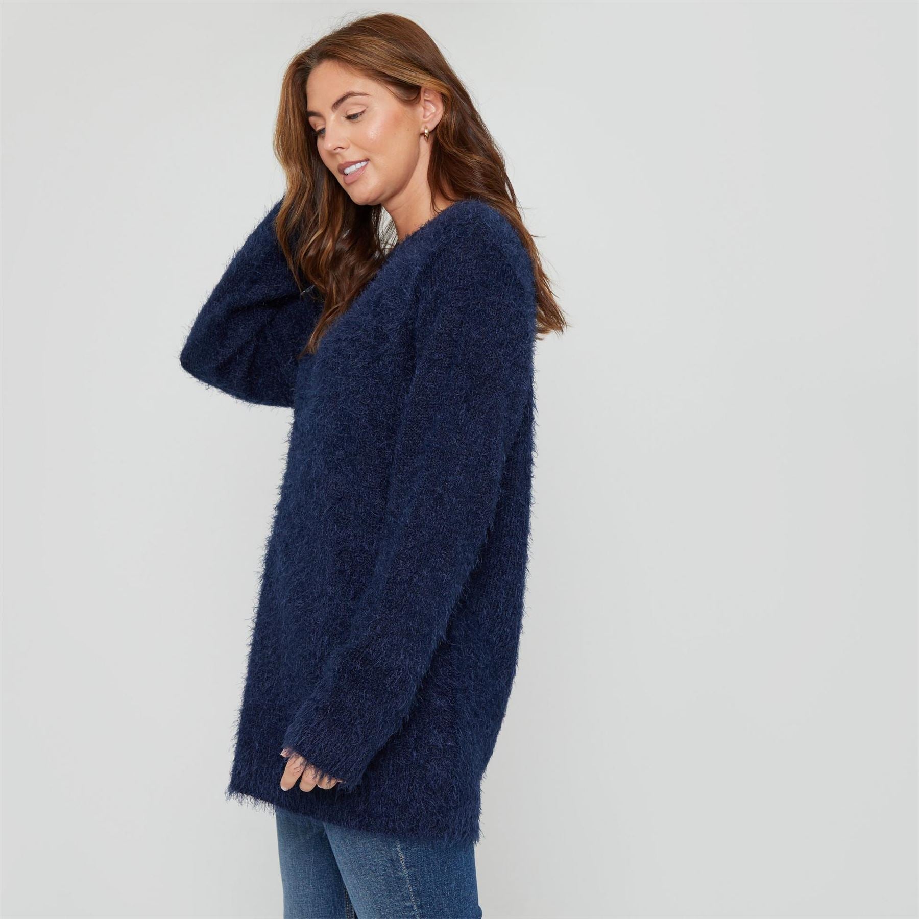 Be You Fluffy Relaxed Fit Crew Neck Sweater