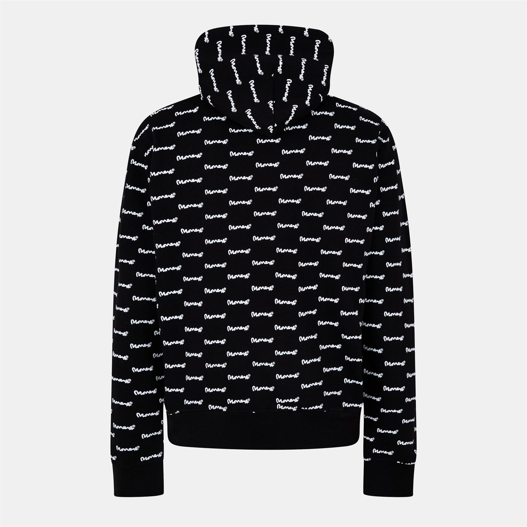 Money Signature Print Hooded Long Sleeve Sweatshirt