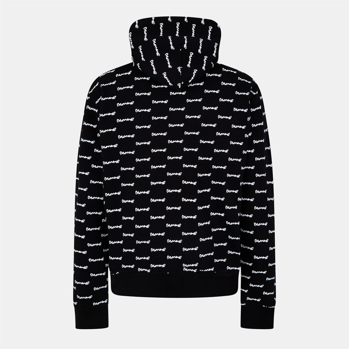 Money Signature Print Hooded Long Sleeve Sweatshirt
