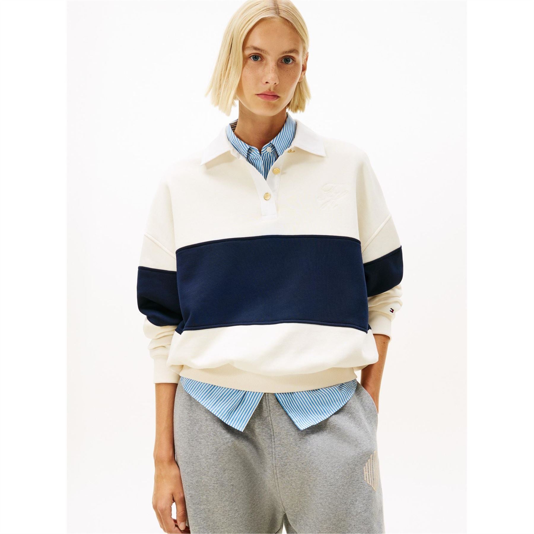 Tommy Hilfiger Rugby Collared Neck Long Sleeve Sweatshirt
