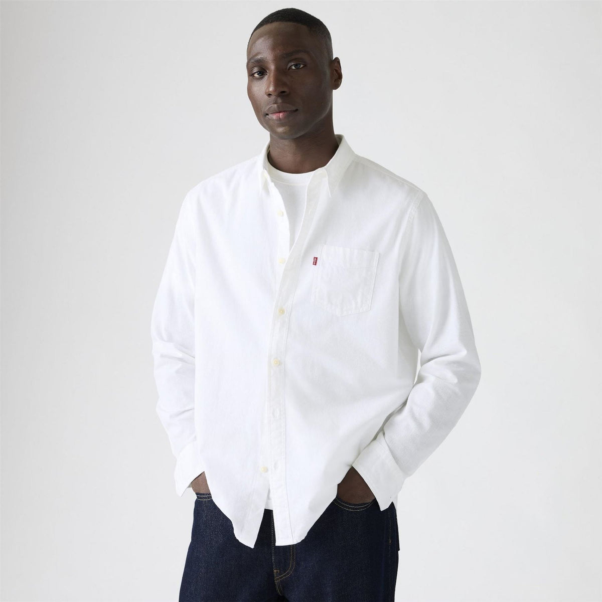 Levis Regular Fit Collared Neck Long Sleeve Shirt with Chest Pocket