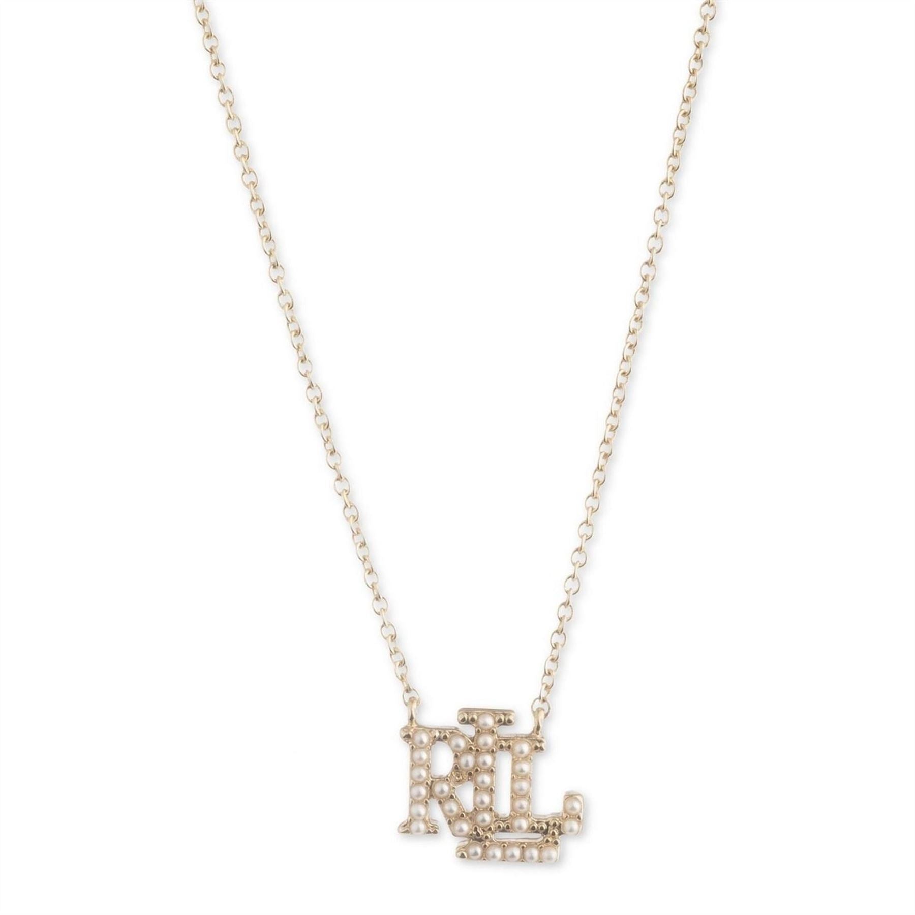 Lauren by Ralph Lauren Ralph Lauren Gold Pearl Logo Necklace