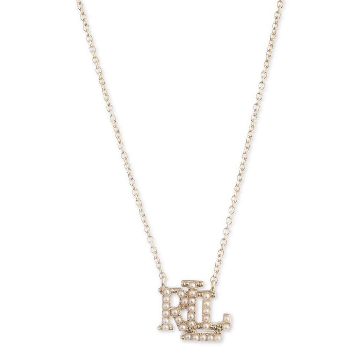 Lauren by Ralph Lauren Ralph Lauren Gold Pearl Logo Necklace