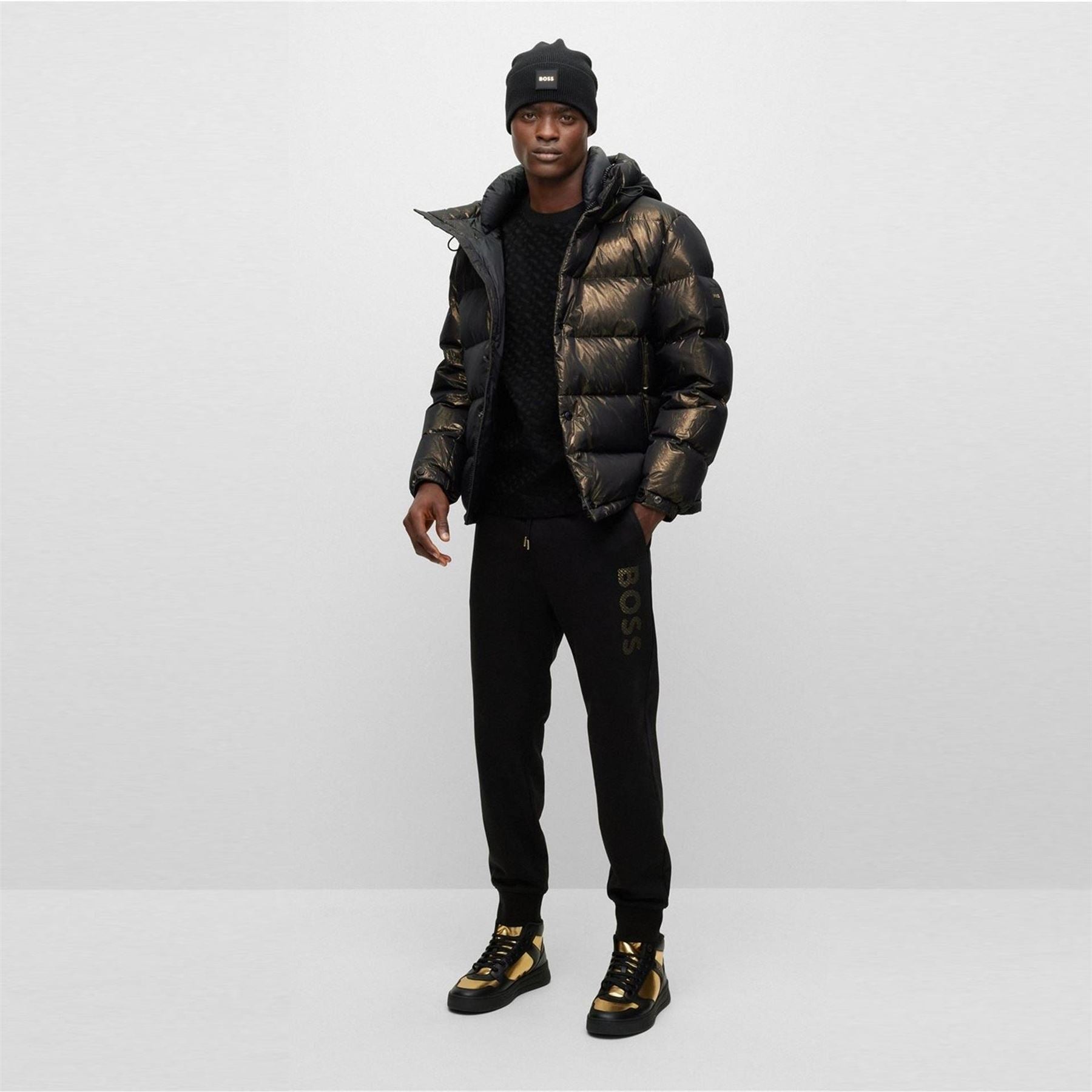 Boss Lamont Solid Patterned Slim Joggers