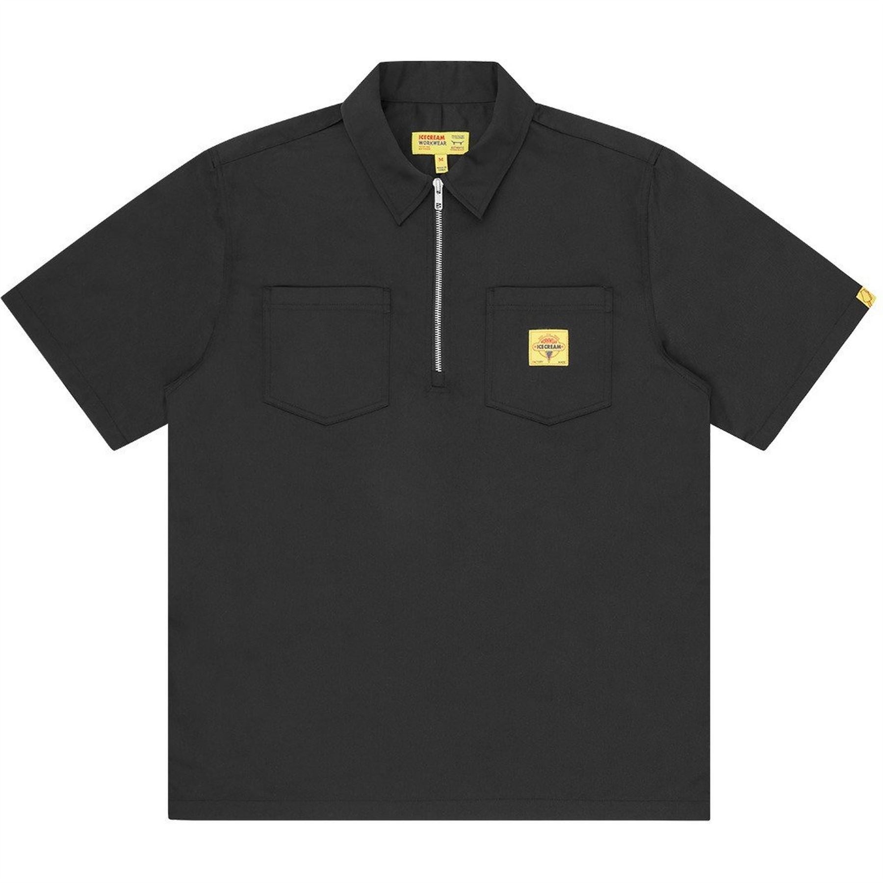 ICECREAM Quarter Zip Work Patterned Short Sleeve Shirt