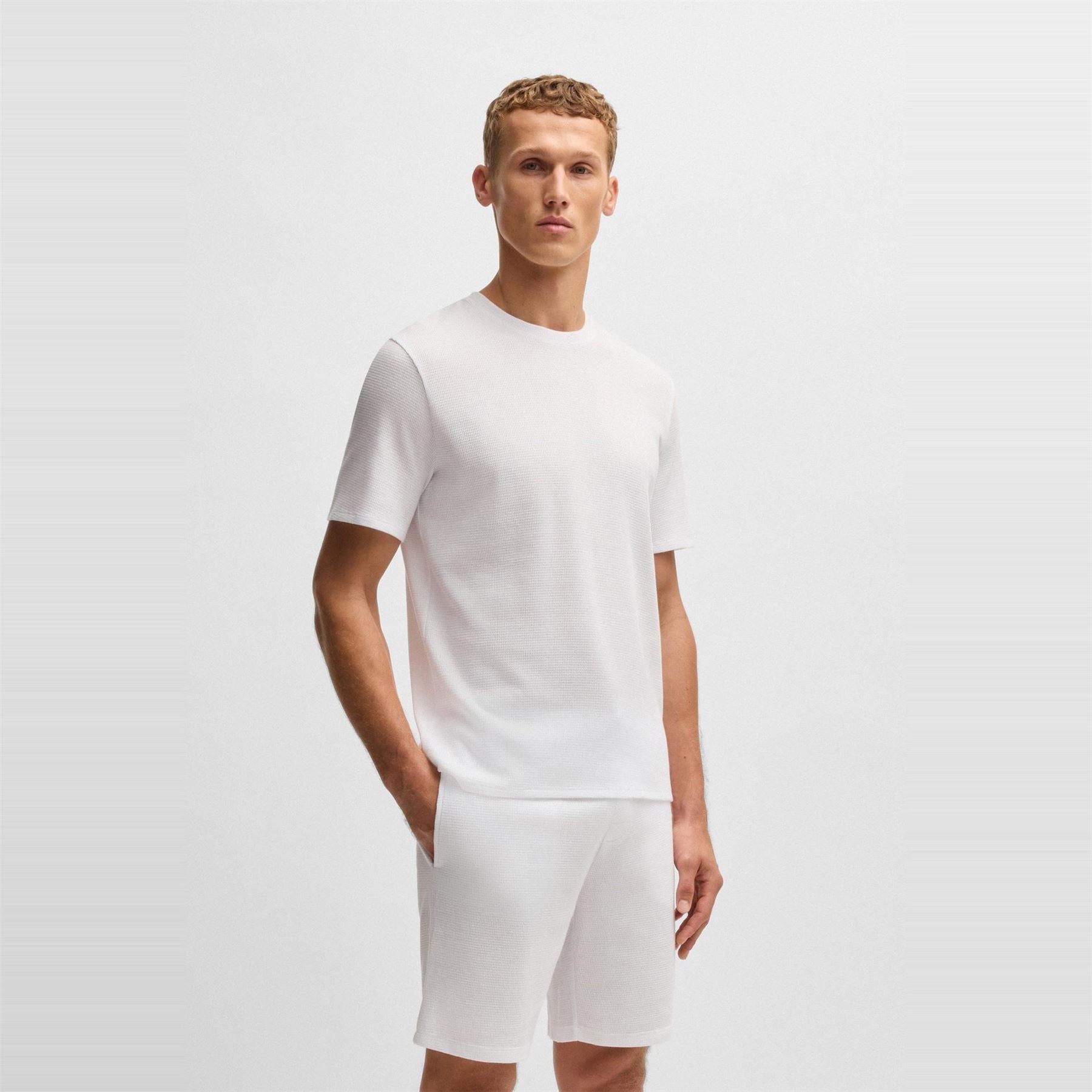Boss BOSS Bodywear Waffle T Shirt with Structured Design