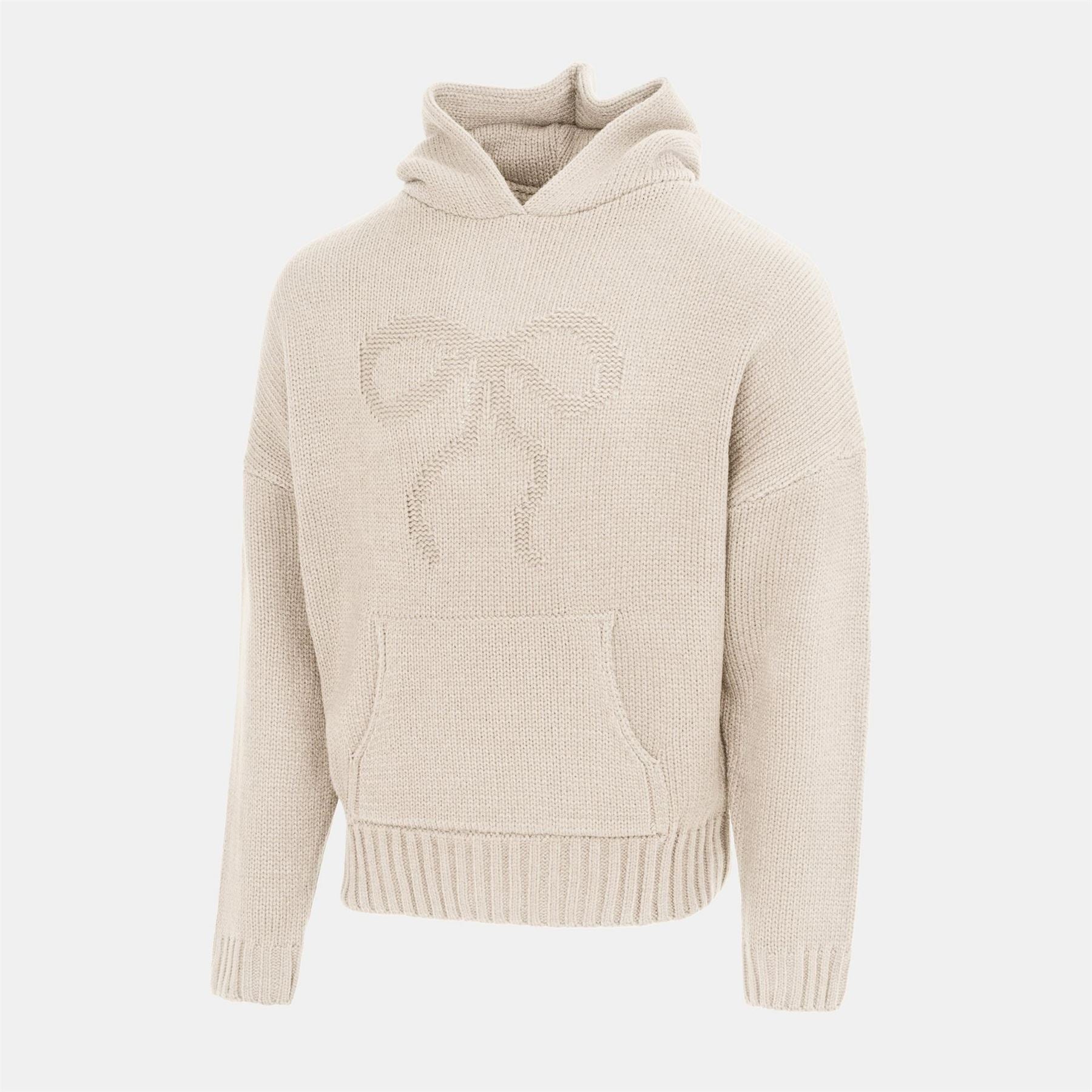 Miso Bow Knit Hooded Neck Long Sleeve Sweatshirt