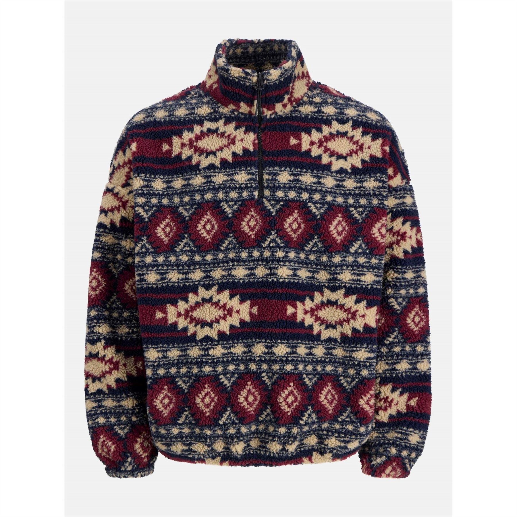 Jack and Jones Mens Eddie Teddy Fleece Half Zip Top