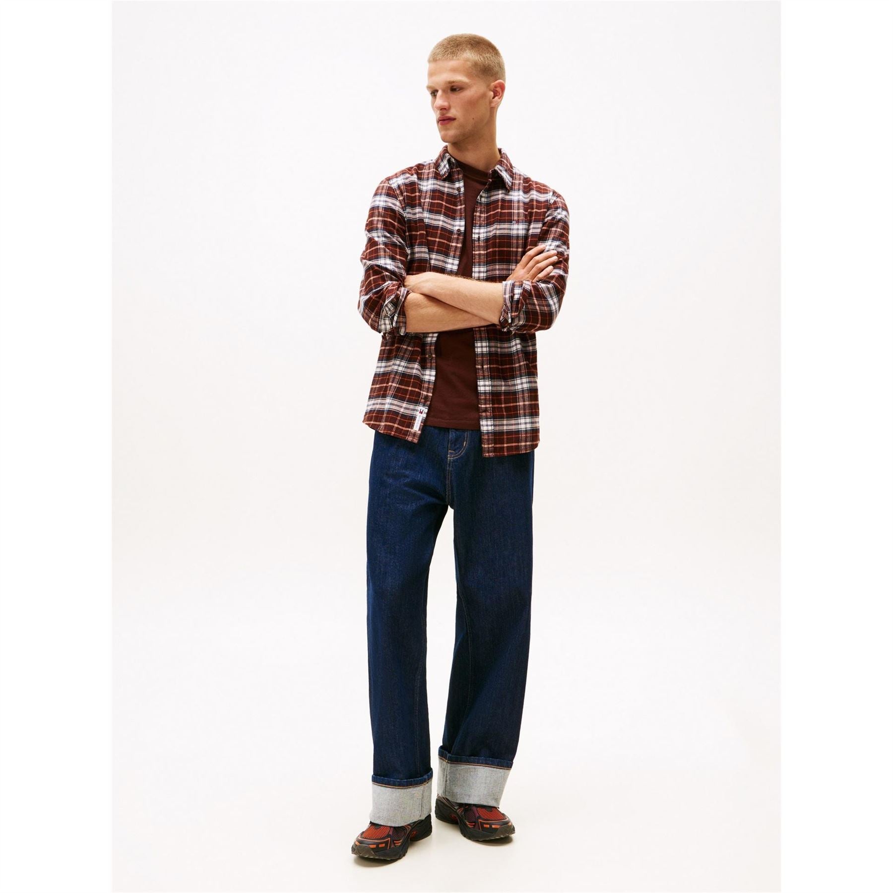 Tommy Jeans Collared Neck Long Sleeve Flannel Shirt