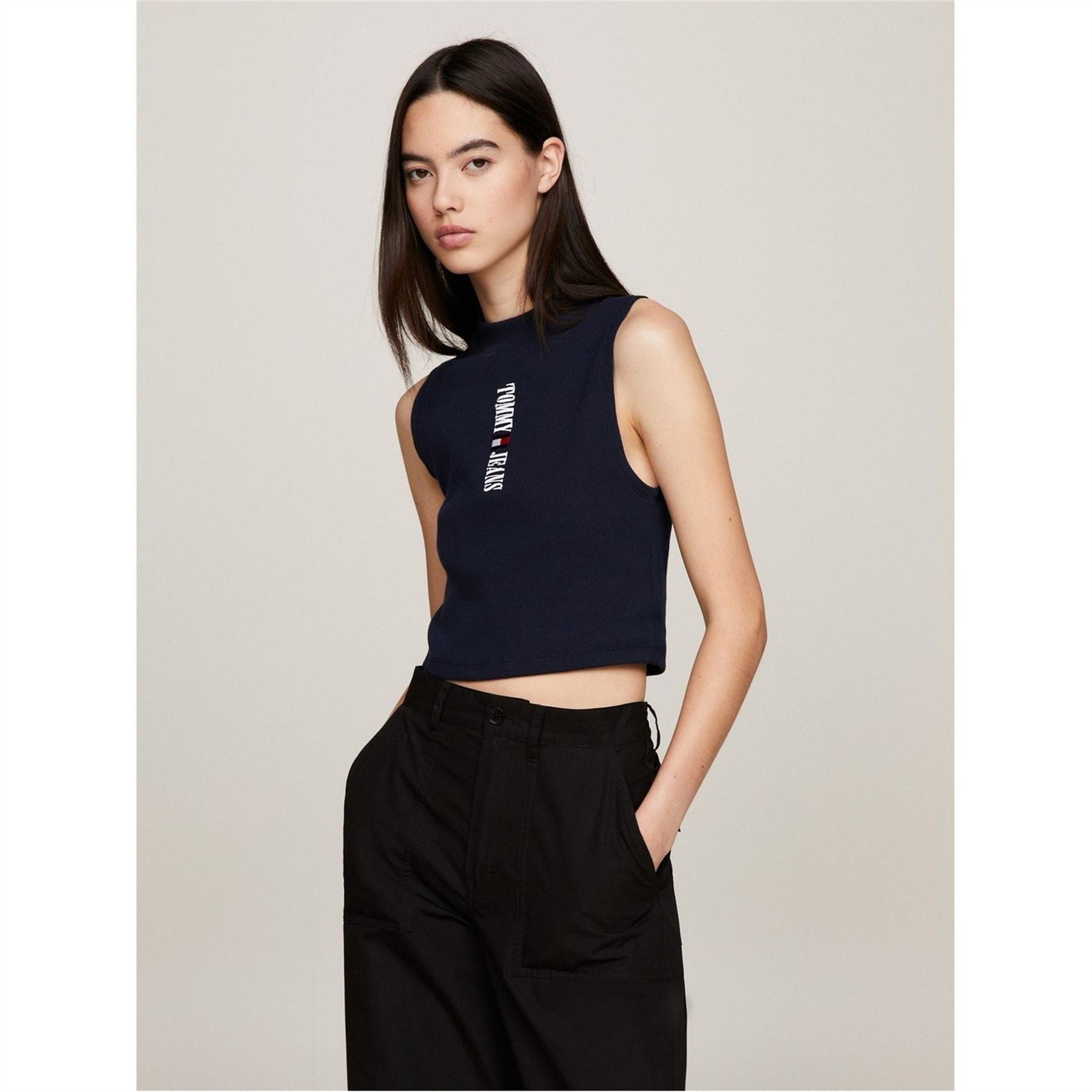 Tommy Jeans Archive Mock Neck Slim Fit Cropped Tank