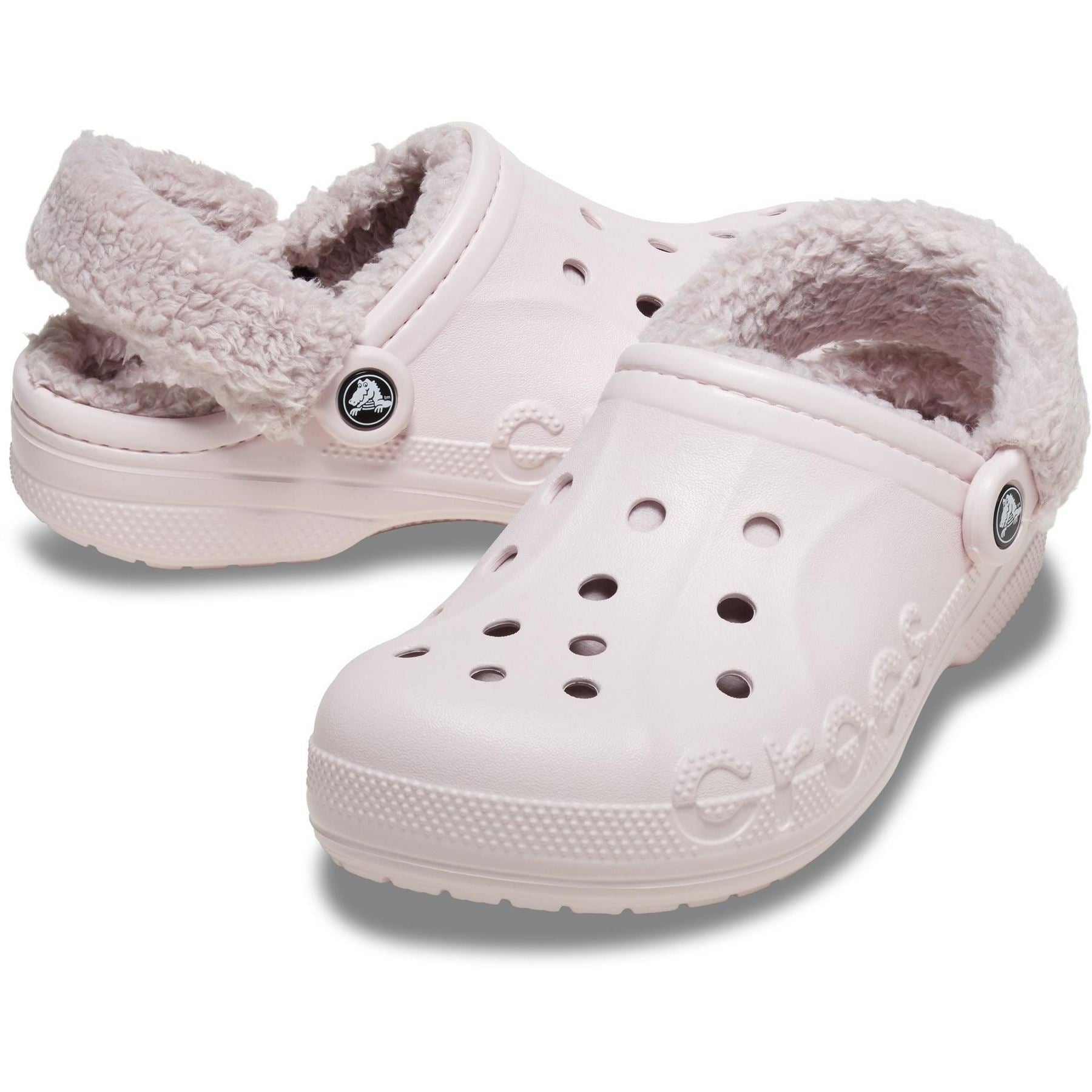Crocs Baya Lined Fuzz Strap Closed Toe Clogs