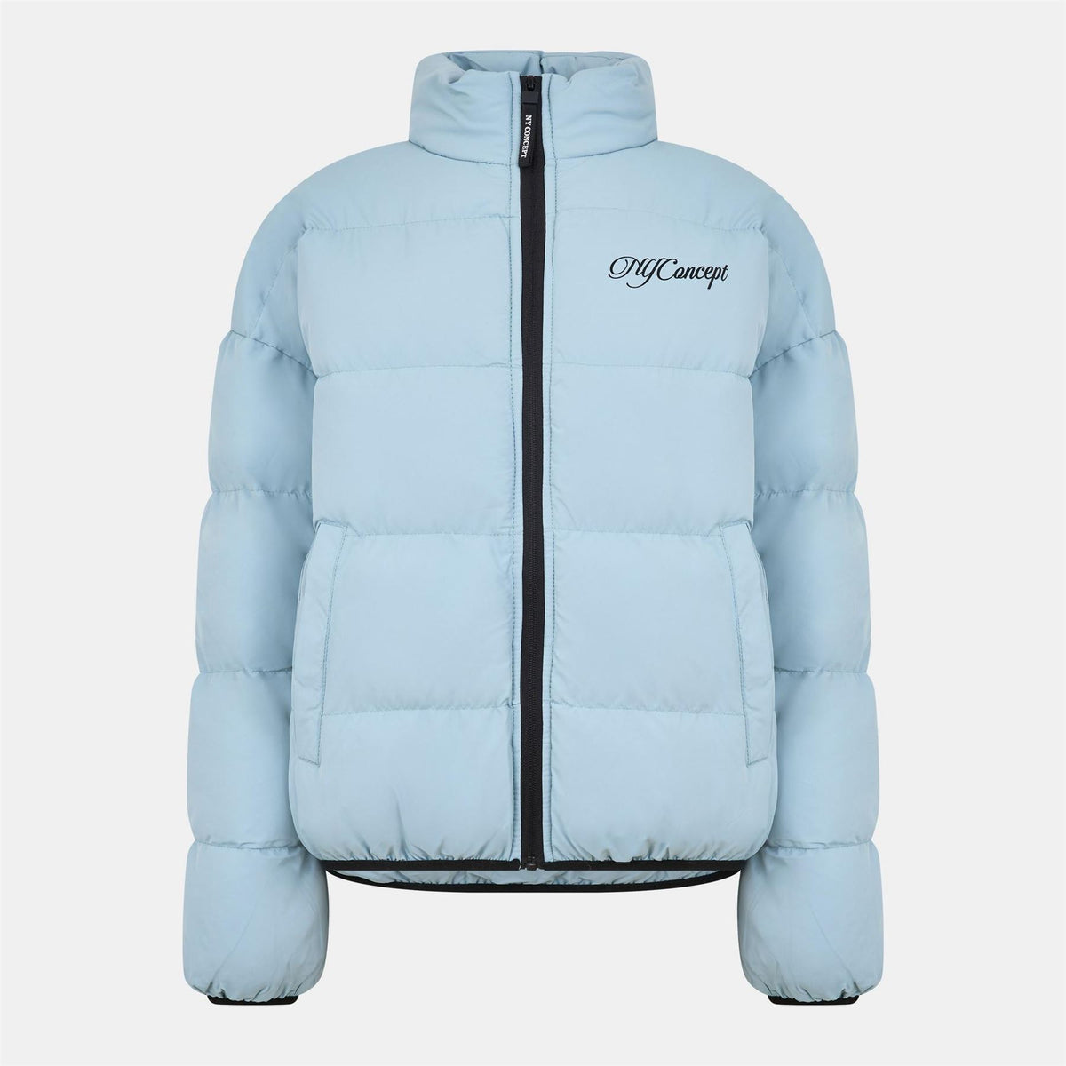 NY Concept Script Solid Patterned Zipped Pocket Puffer Jacket