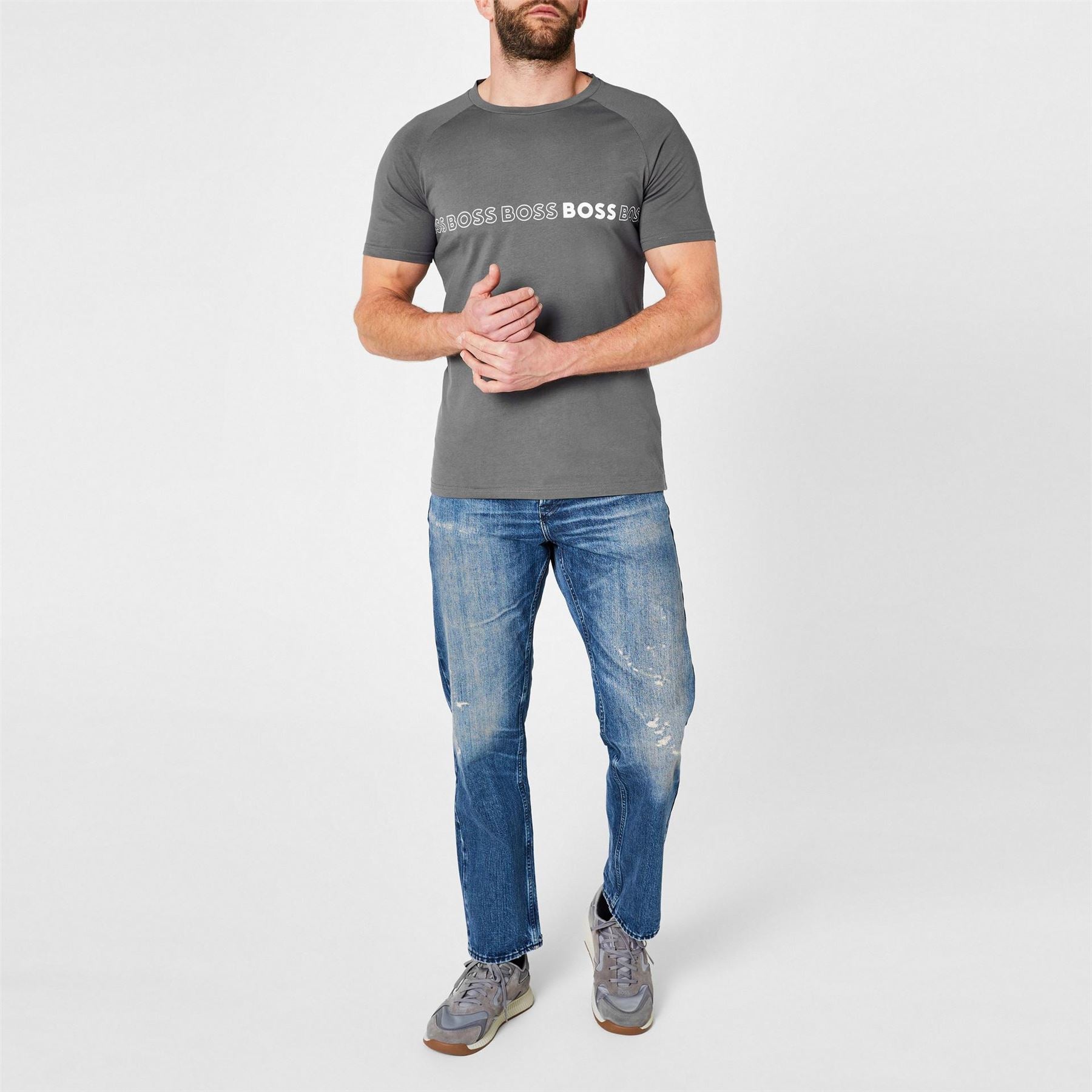 Boss Logo Cotton Short Sleeve Crew Neck Slim Fit T Shirt