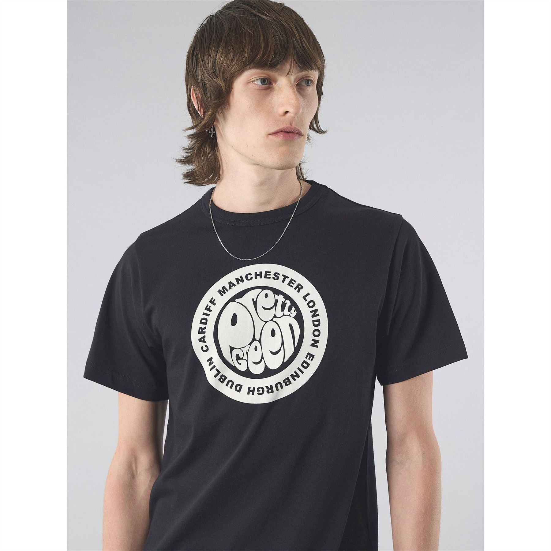 Pretty Green Tour Logo Print Regular Fit Crew Neck T-Shirt
