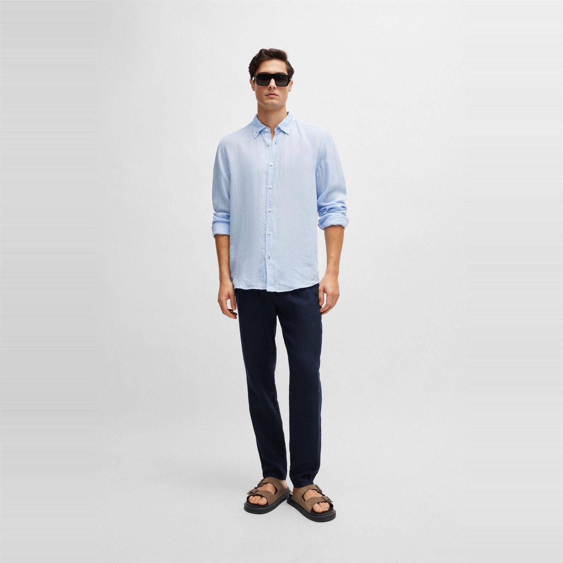 Boss Liam Collared Neck Button Down Long Sleeve Shirt
