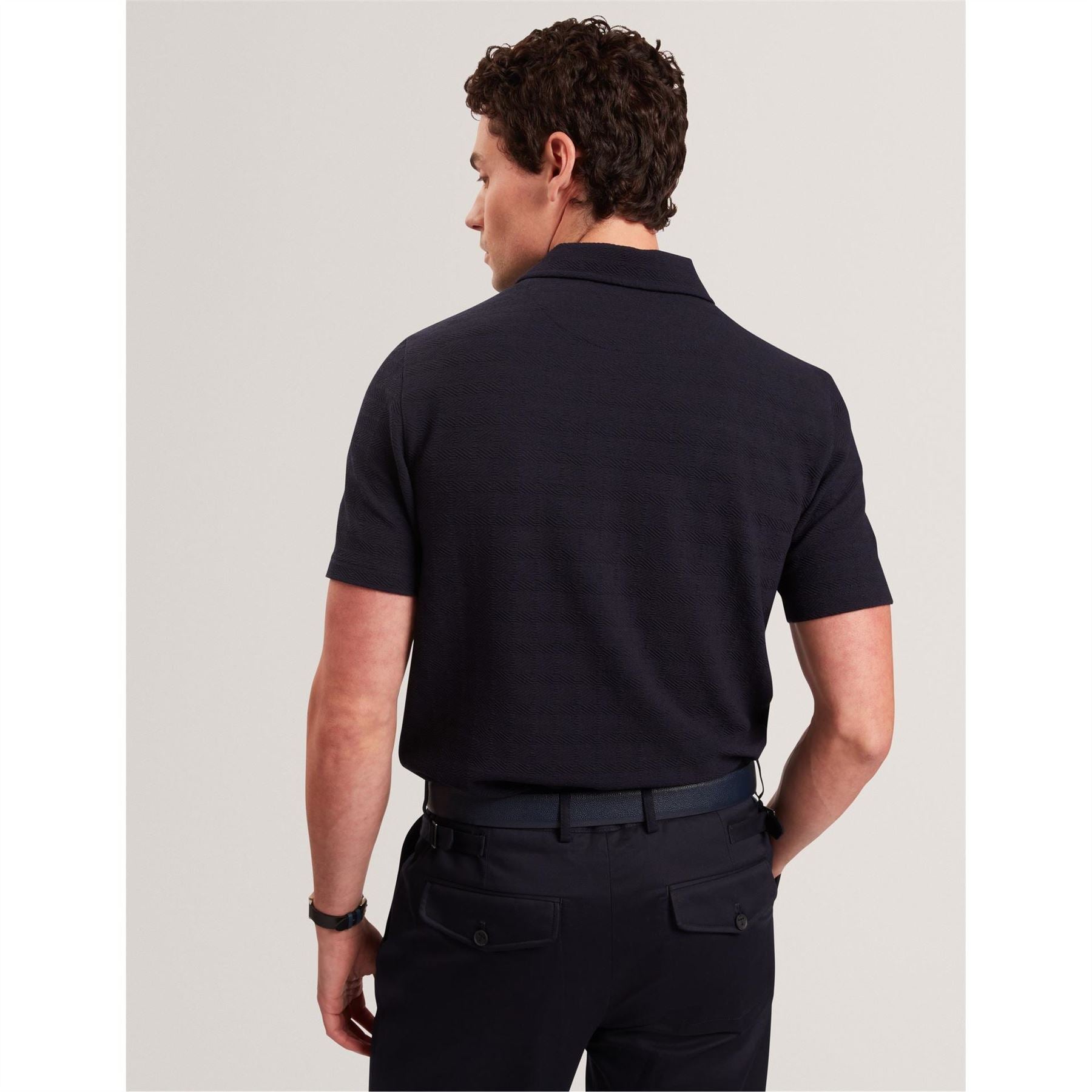Ted Baker Textured Collared Neck Short Sleeve Polo Shirt