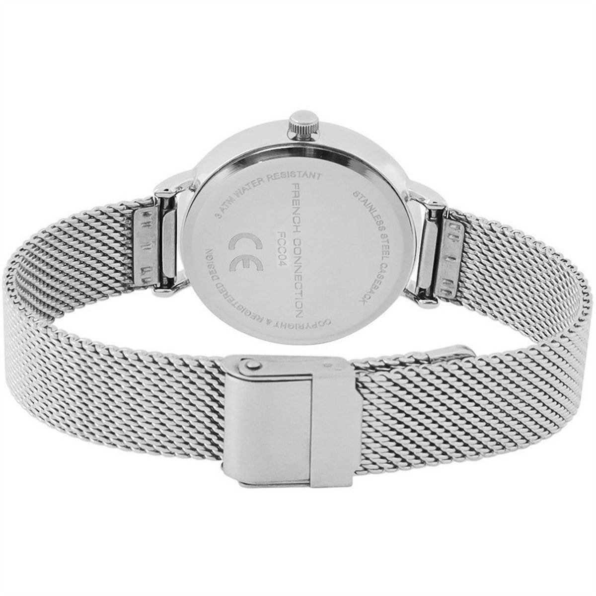 FCUK Silver Case Round Shape Silver Strap Quartz Watch