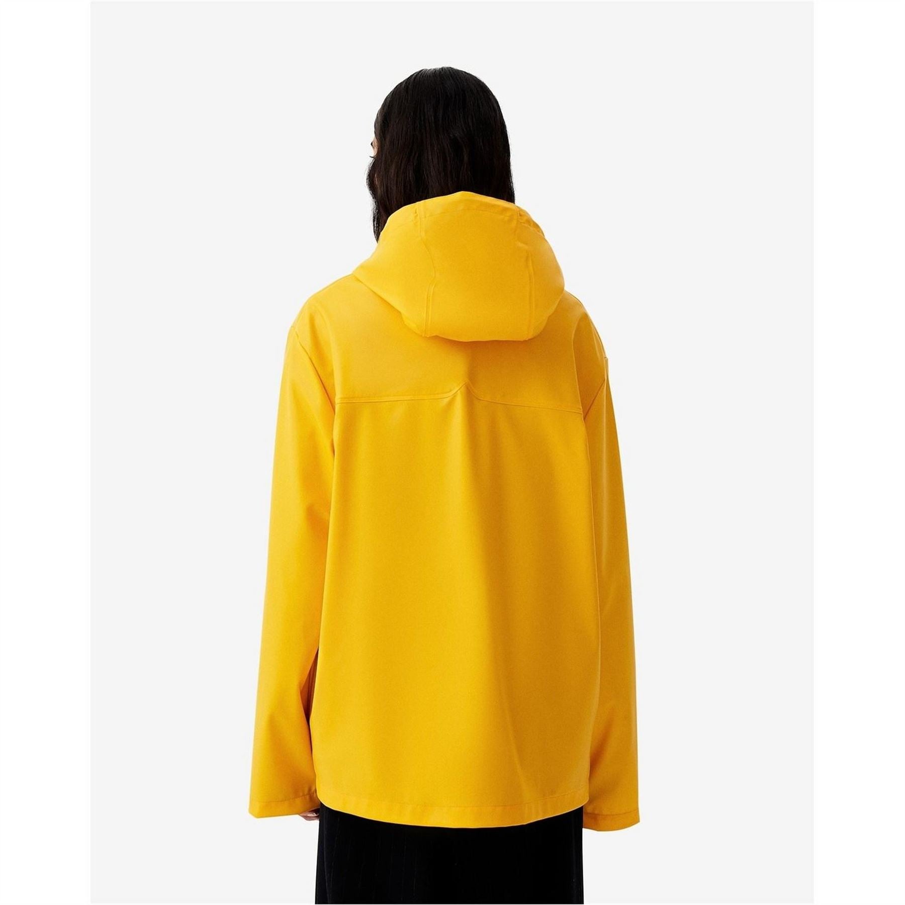 Hunter Solid Patterned Hooded Snap Button Rain Jacket