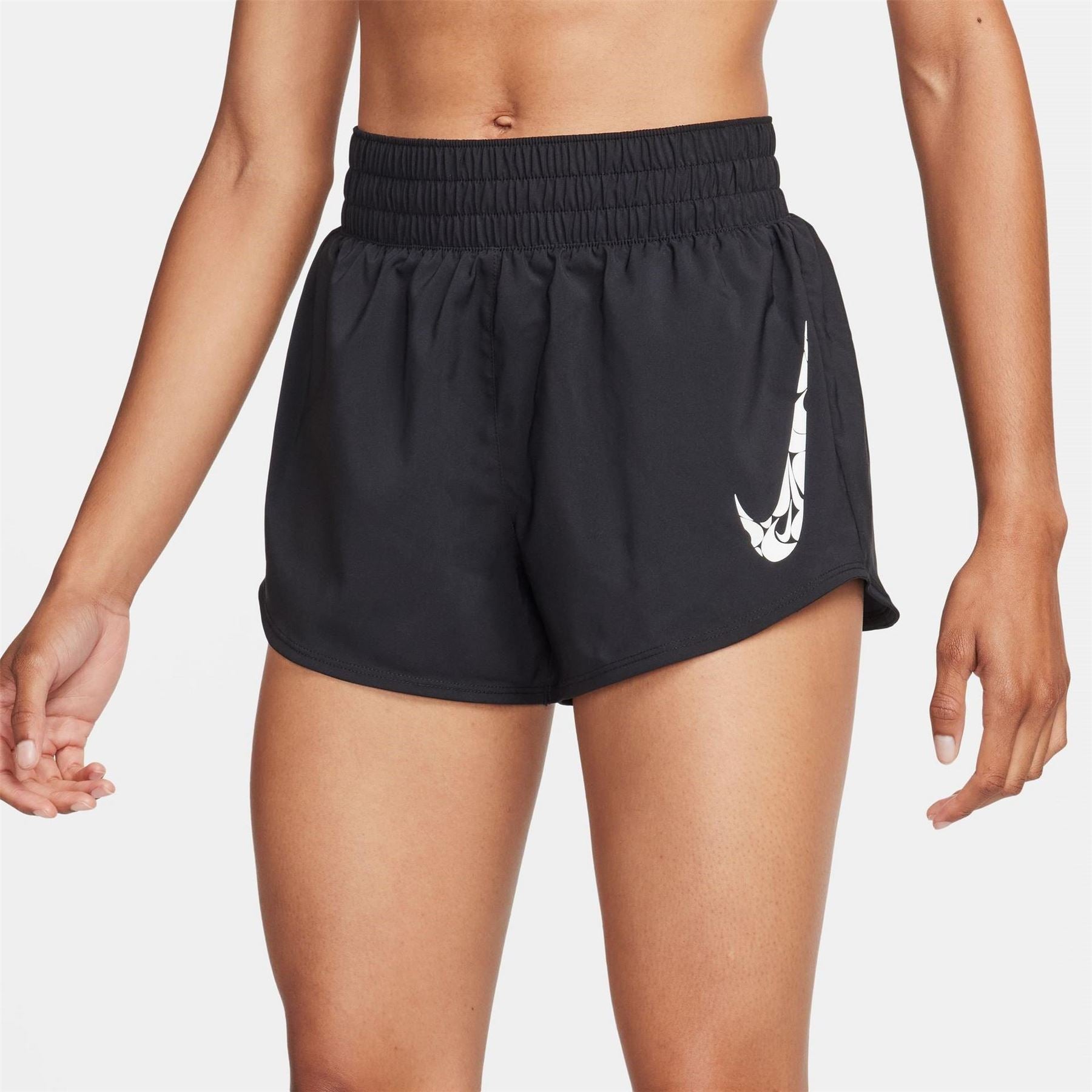 Nike Womens One Swoosh Dri Fit Running Mid Rise Brief Lined Shorts