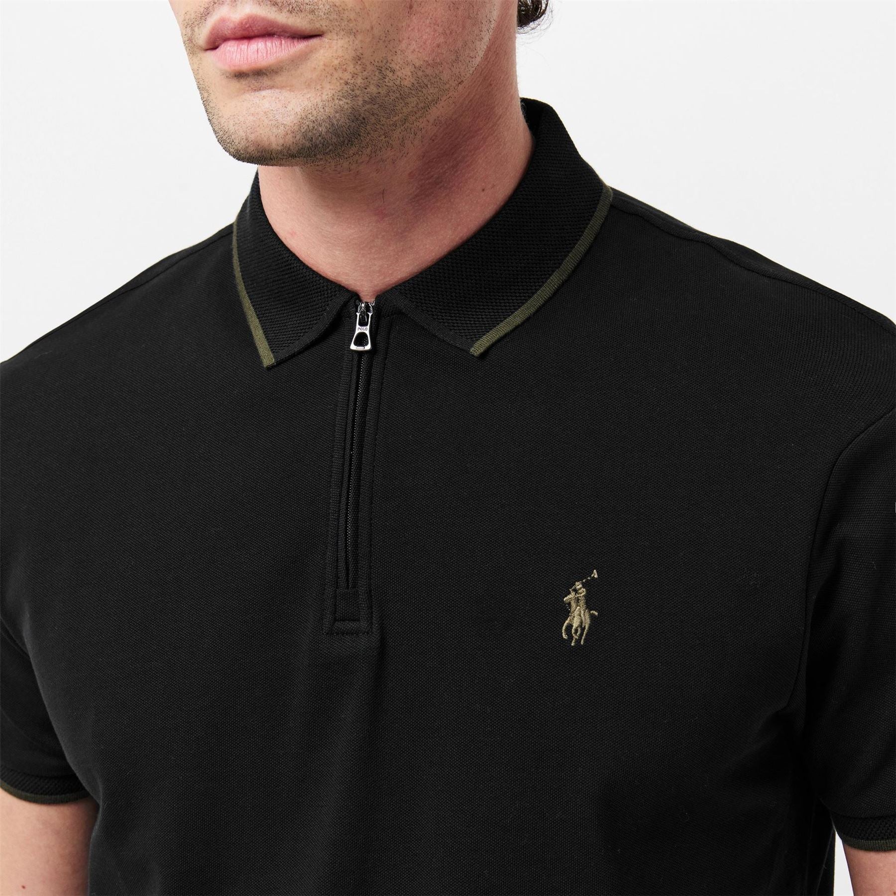 Polo Ralph Lauren Zip Neck Collared Short Sleeve Polo Shirt