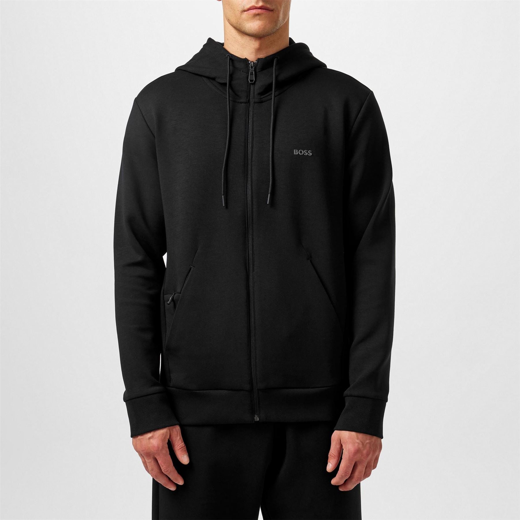 Boss BOSS GREEN Full Zip Hoodie with Adjustable Drawstring Hood   Streamlined Design