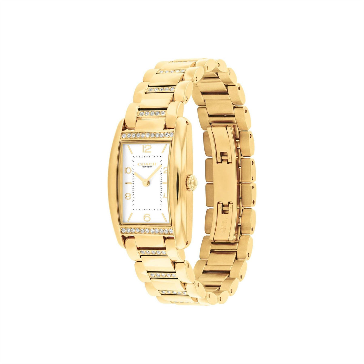 Coach Ladies Reese Gold Ip Crystal Bracelet Watch