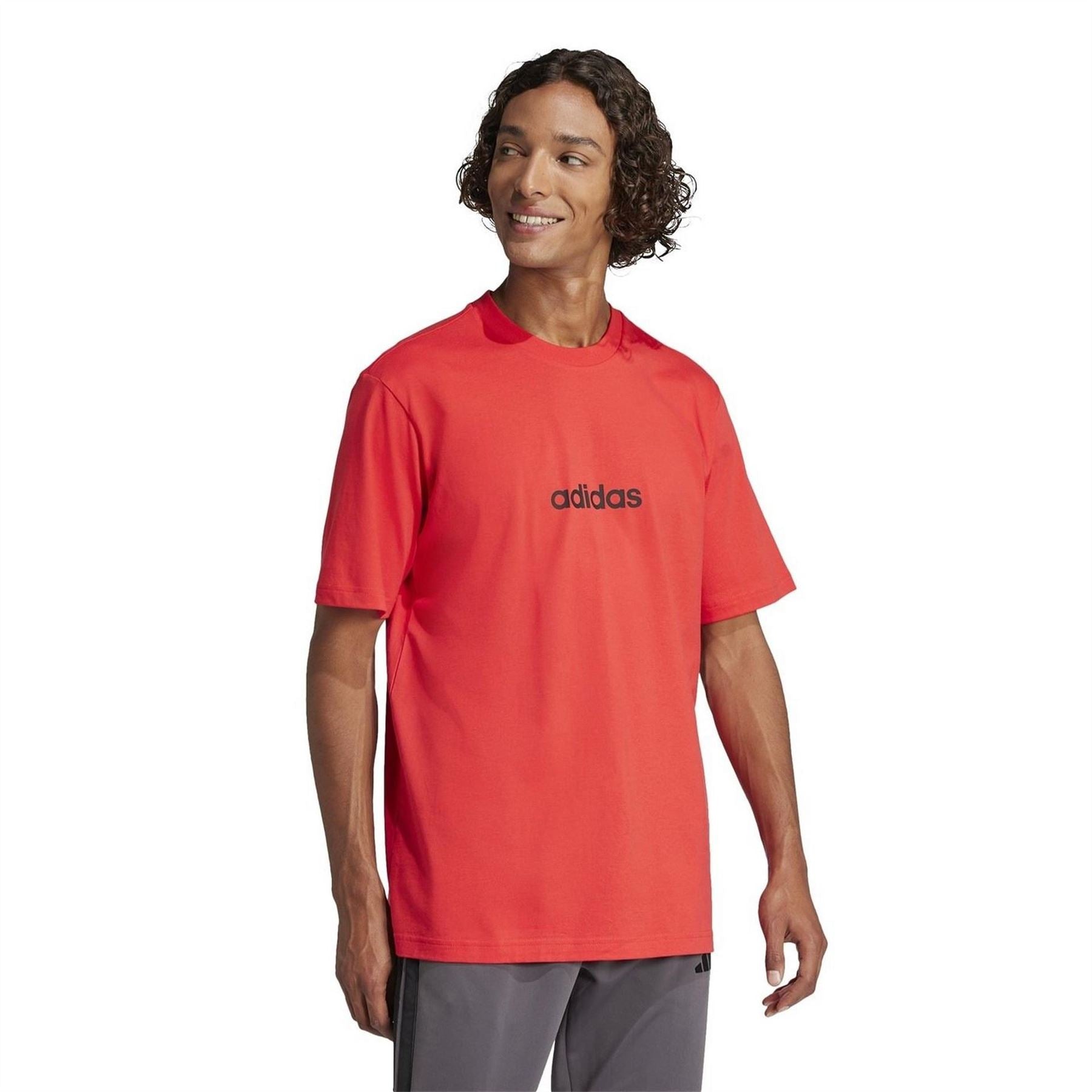 adidas Mens Essentials Single Jersey Linear Embroidered Logo T-Shirt