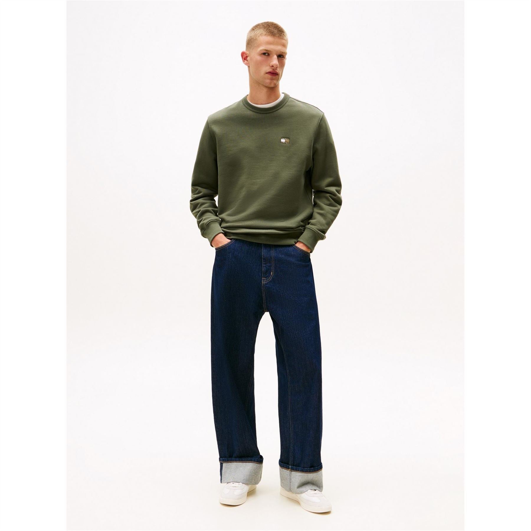 Tommy Jeans TJM Rubber Badge Regular Fit Crew Neck Long Sleeve Sweatshirt