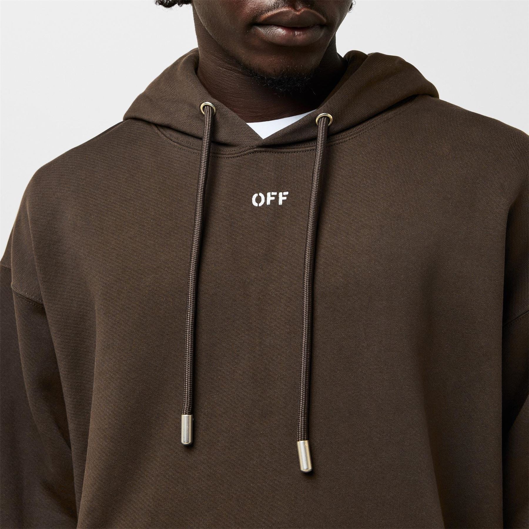 Off White Hooded Neck Skate Sweatshirt with Kangaroo Pocket