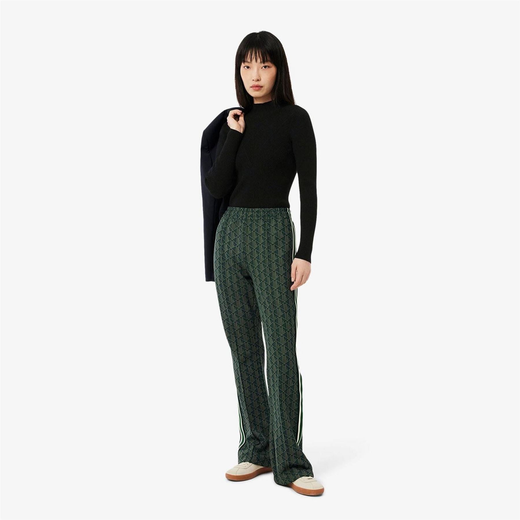 Lacoste Neck 3d Rib Knit Sweater