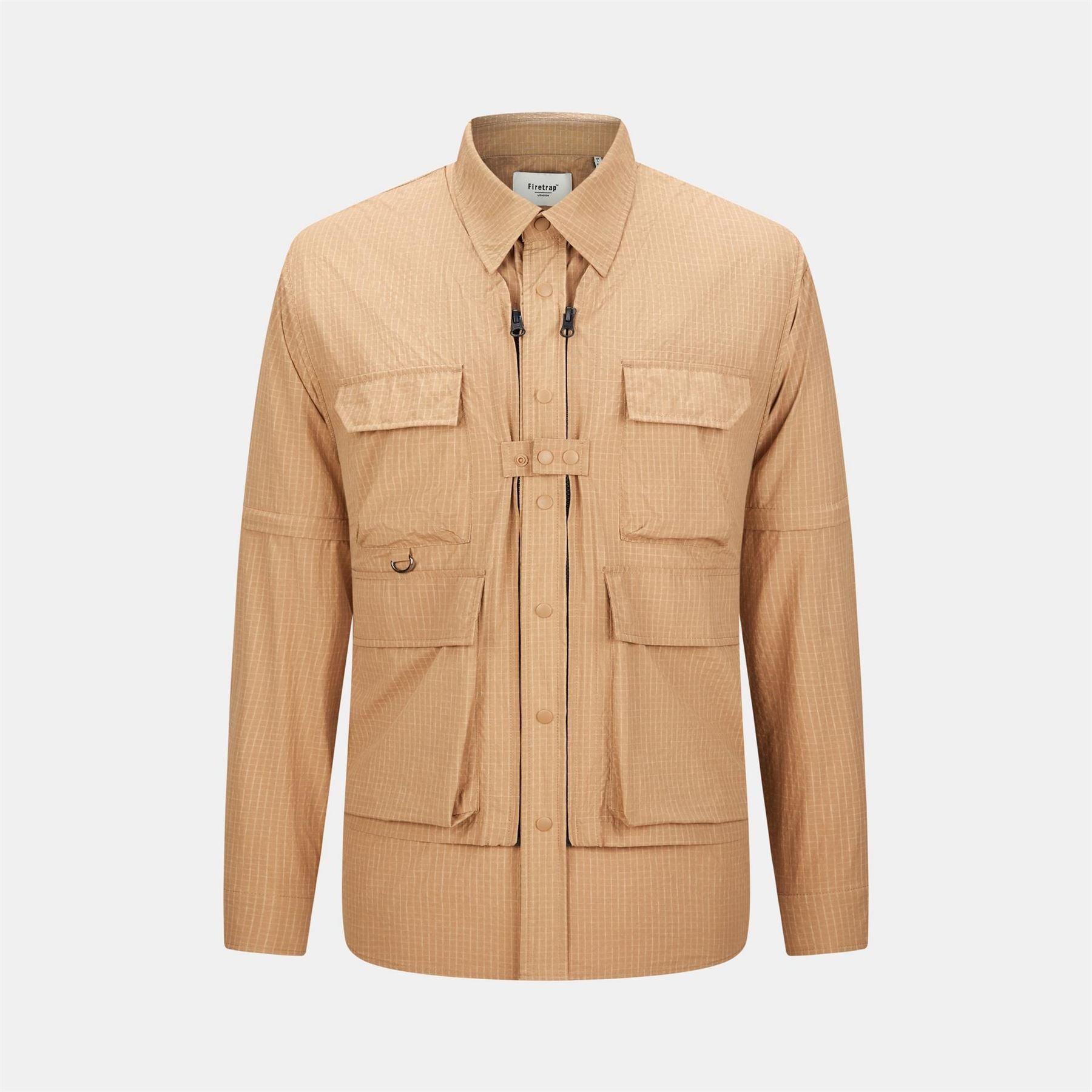 Firetrap 3 in 1 Convertible DWR Full Zip Long Sleeve Overshirt