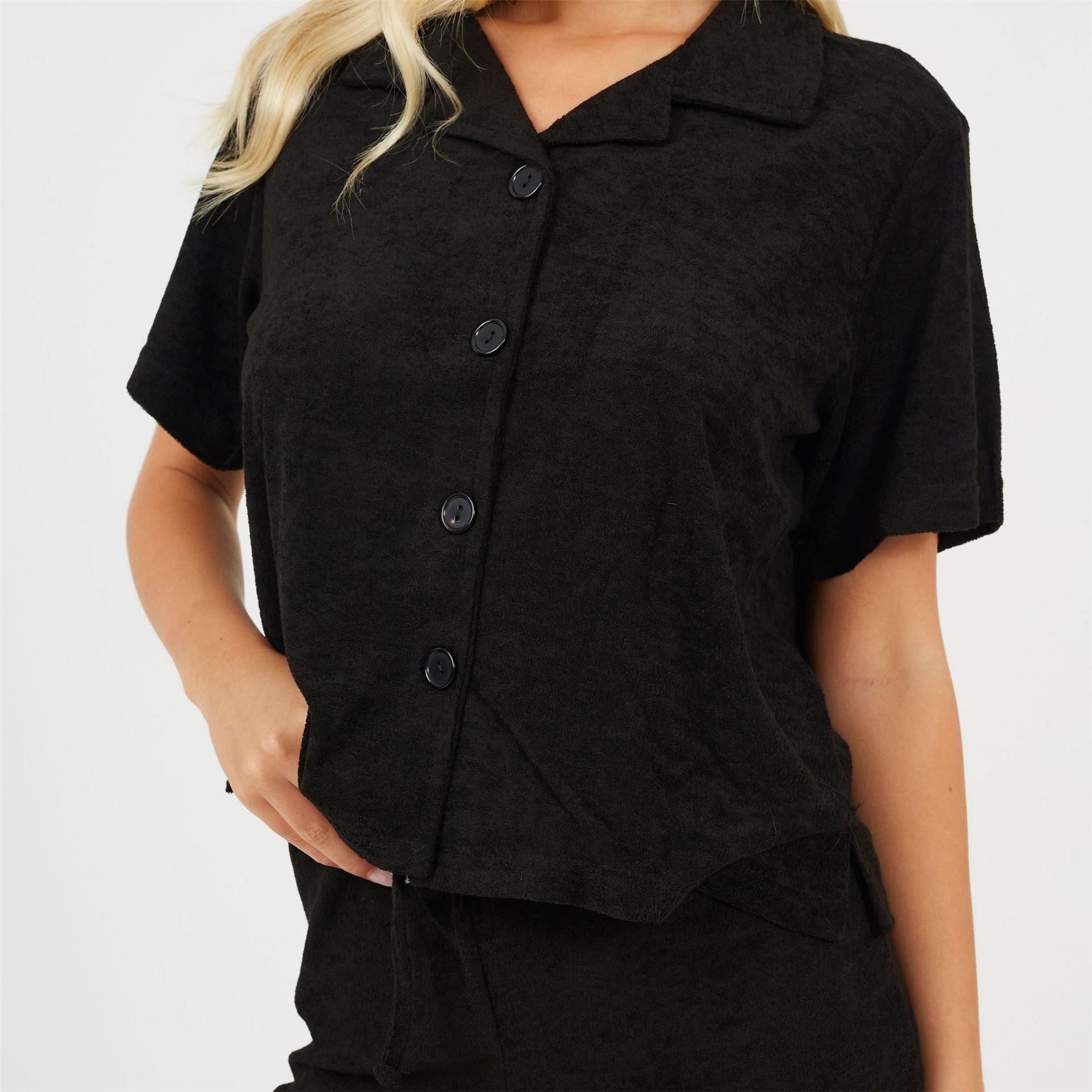Brave Soul Collared Neck Short Sleeve Lounge Set